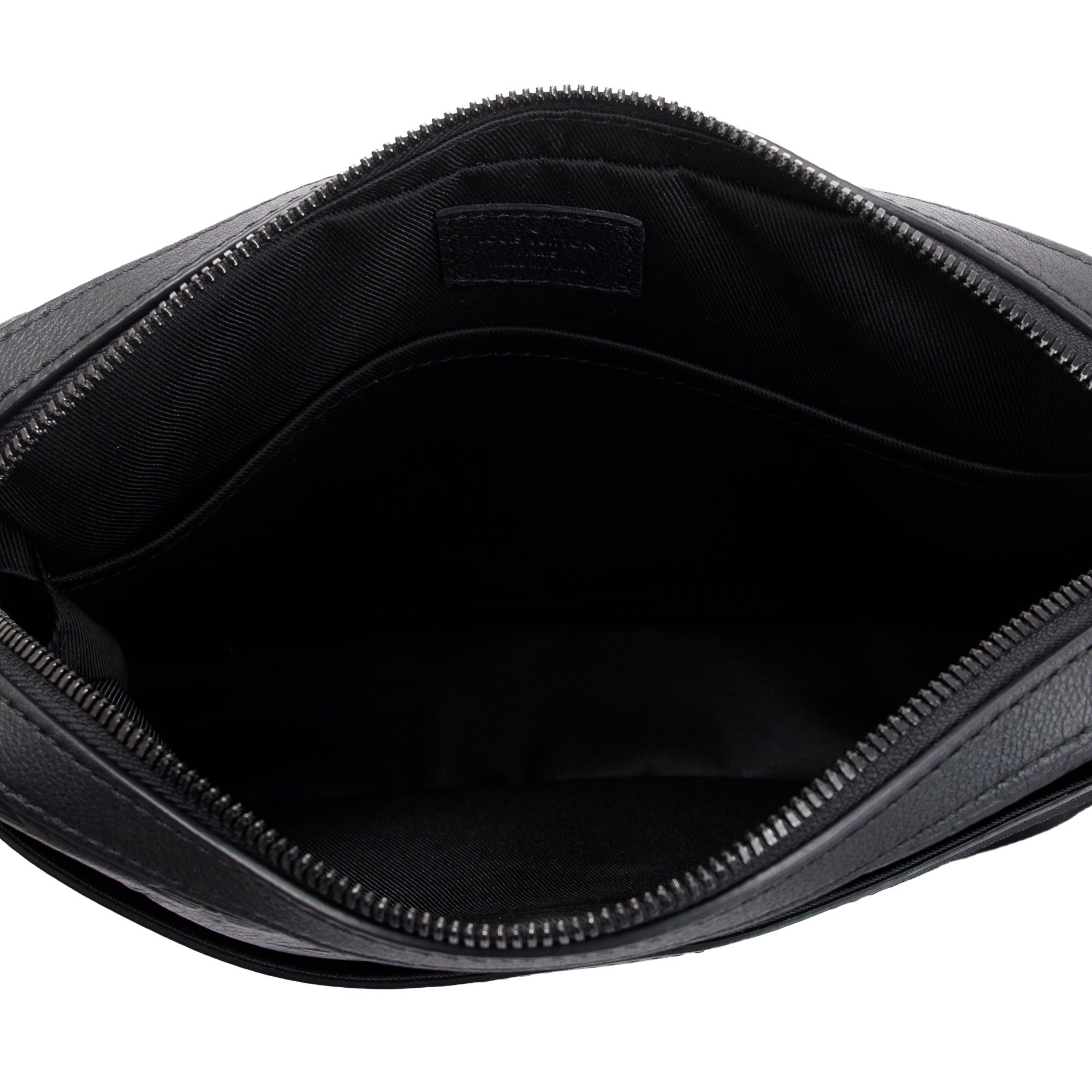 Louis Vuitton 2023 Black Monogram Shadow Embossed Calfskin Leather Trio Messenger Bag w/ Box