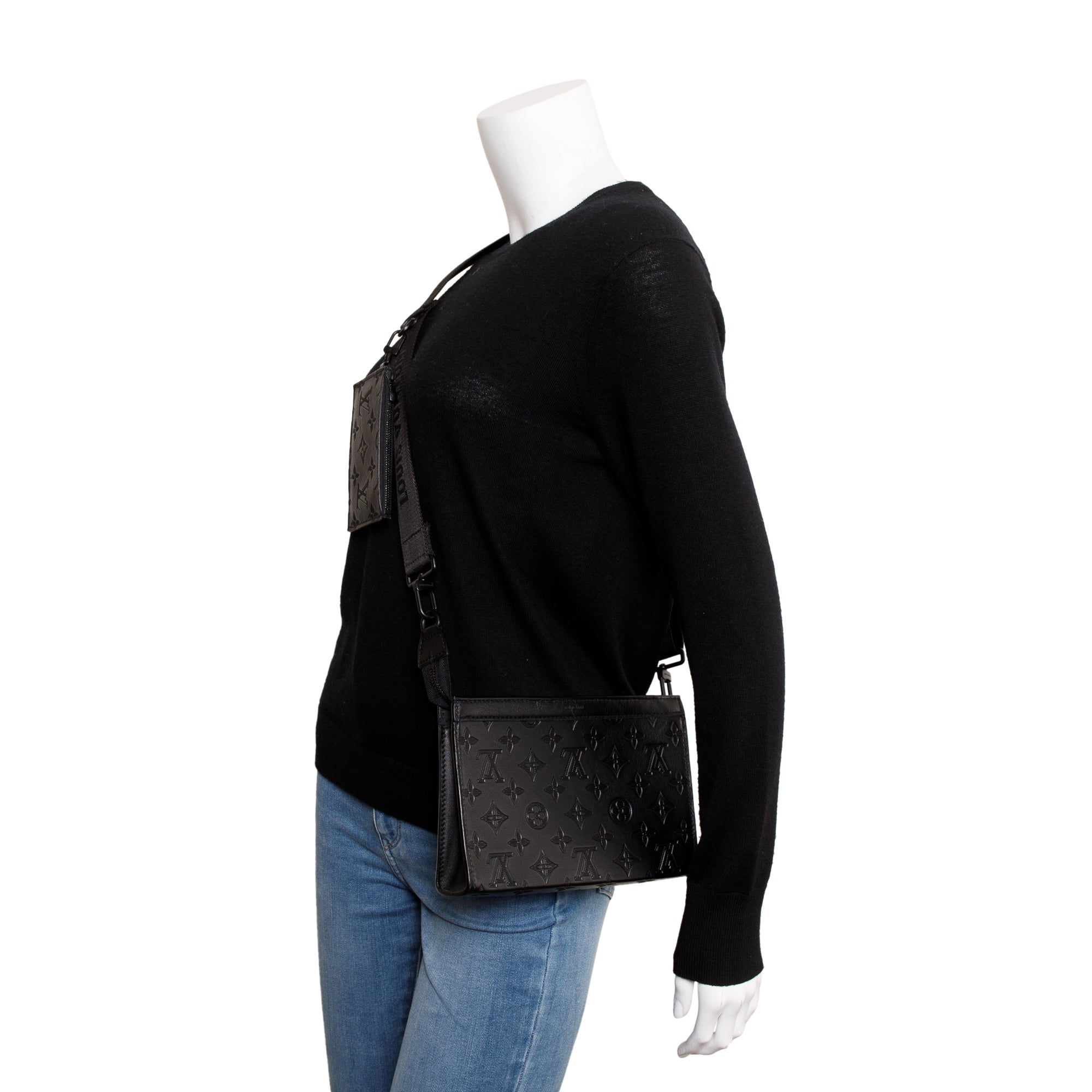 Louis Vuitton 2023 Black Monogram Shadow Gaston Wearable Wallet w/ Box