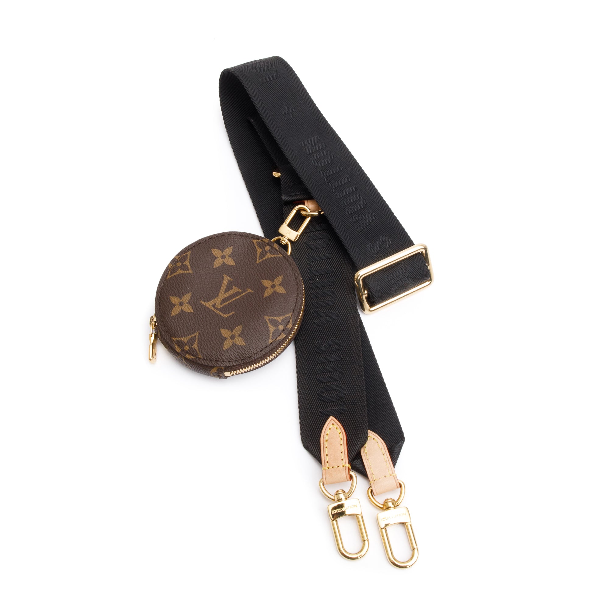 Louis Vuitton 2023 Black Nylon Jacquard Bandouliere w/ Zip Round Coin Purse & Receipt