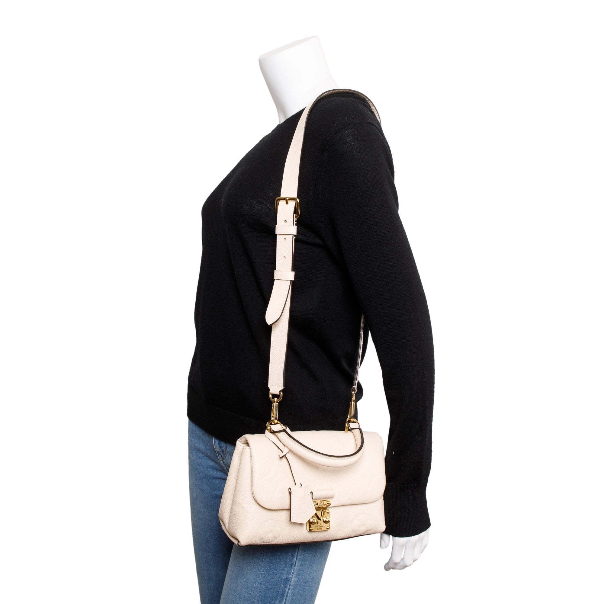 Louis Vuitton 2023 Creme Monogram Empreinte Leather Madeleine BB w/ Strap, Box & Receipt