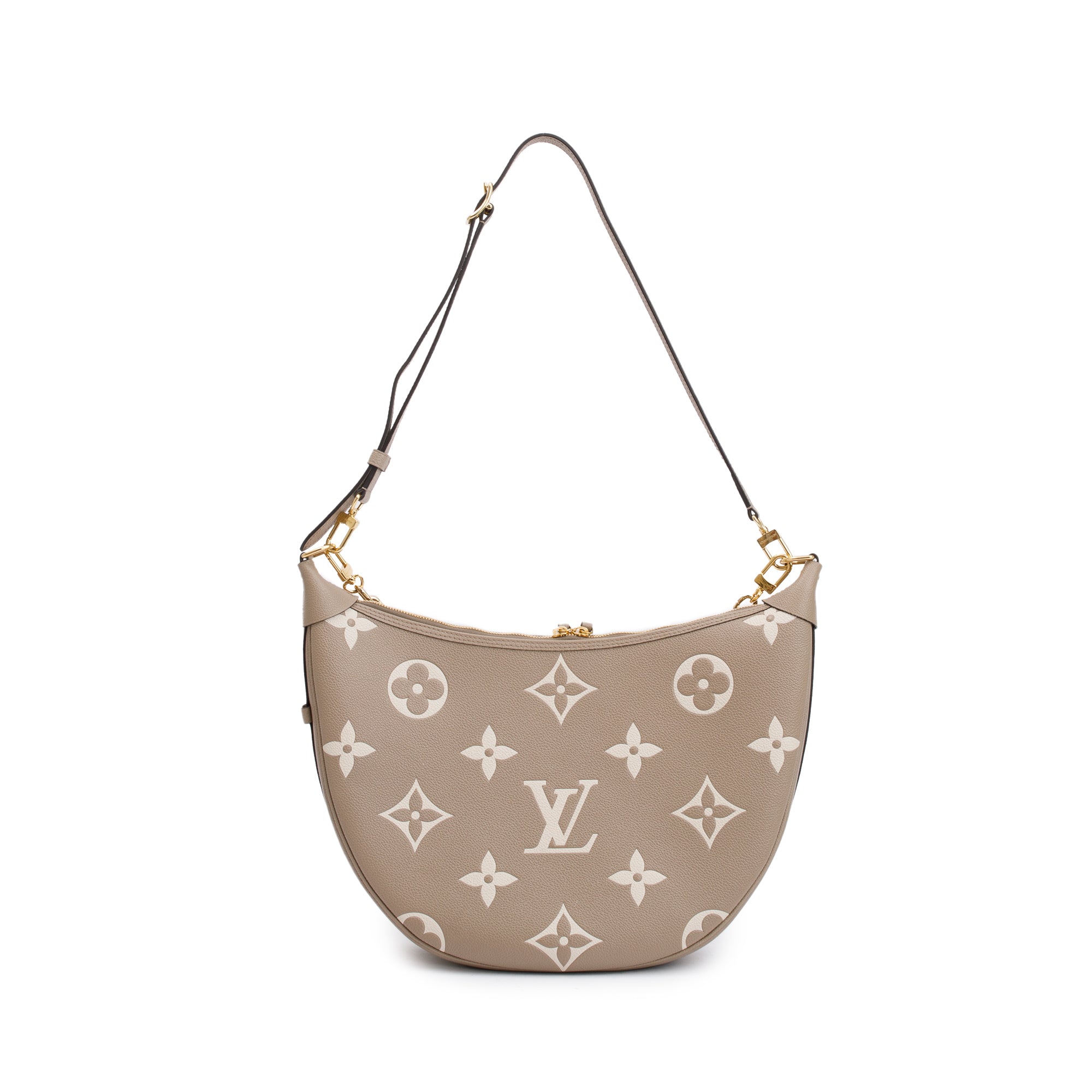 Louis Vuitton 2023 Dove Grey/Creme Bicolor Monogram Empreinte Leather Loop Hobo Bag w/ Straps & Pouch