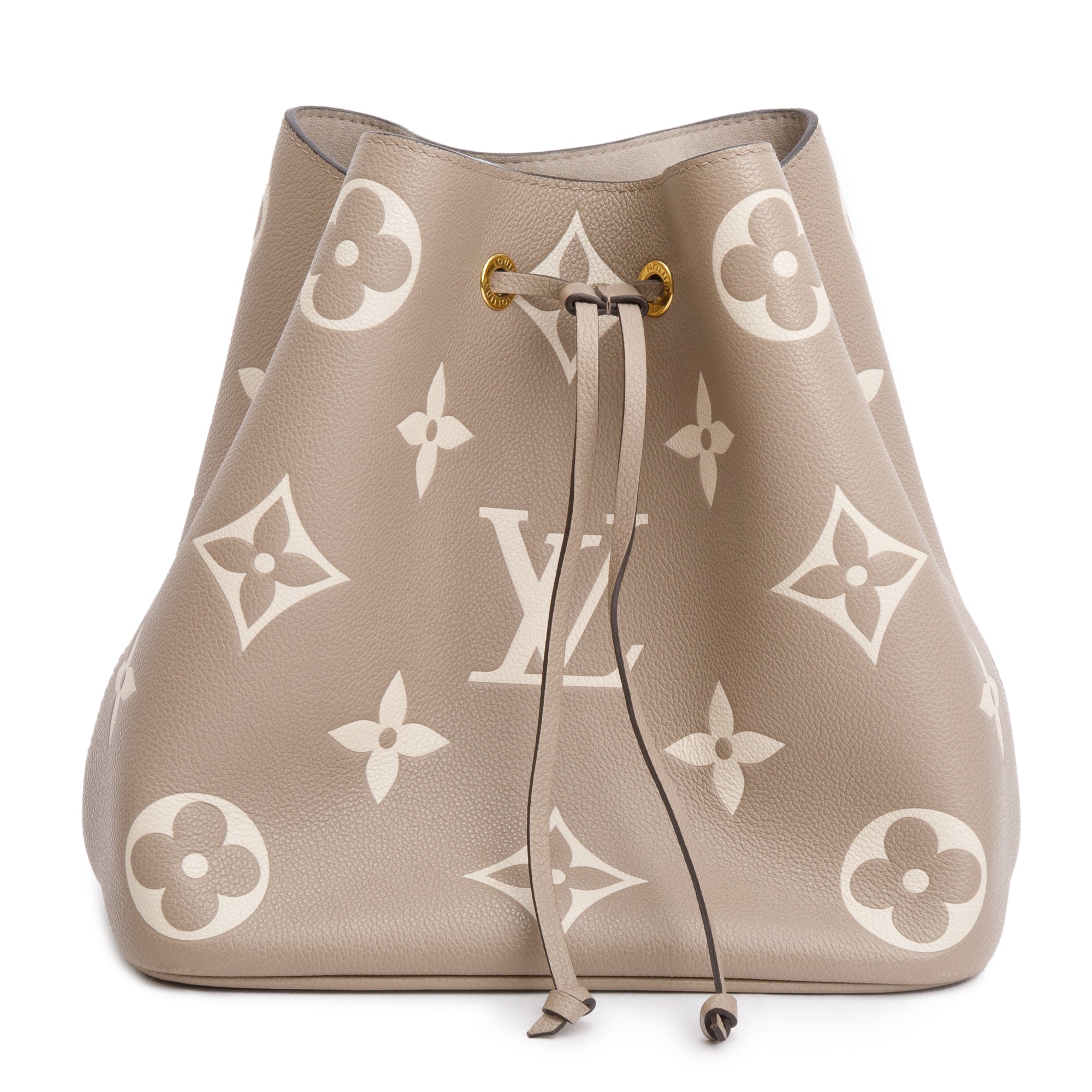 Louis Vuitton 2023 Dove/Creme Bicolor Monogram Empreinte Leather Neonoe MM w/ Pouch