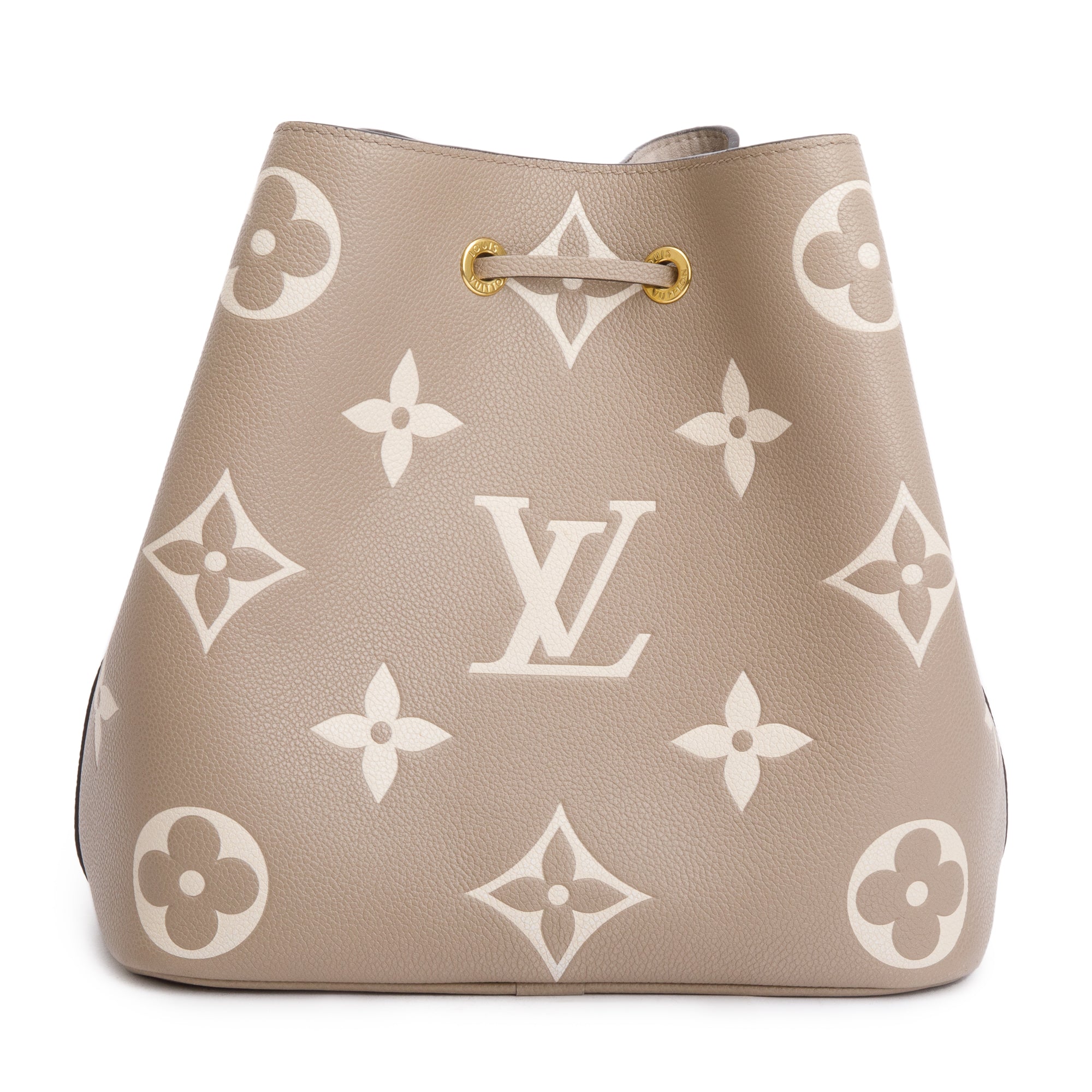 Louis Vuitton 2023 Dove/Creme Bicolor Monogram Empreinte Leather Neonoe MM w/ Pouch