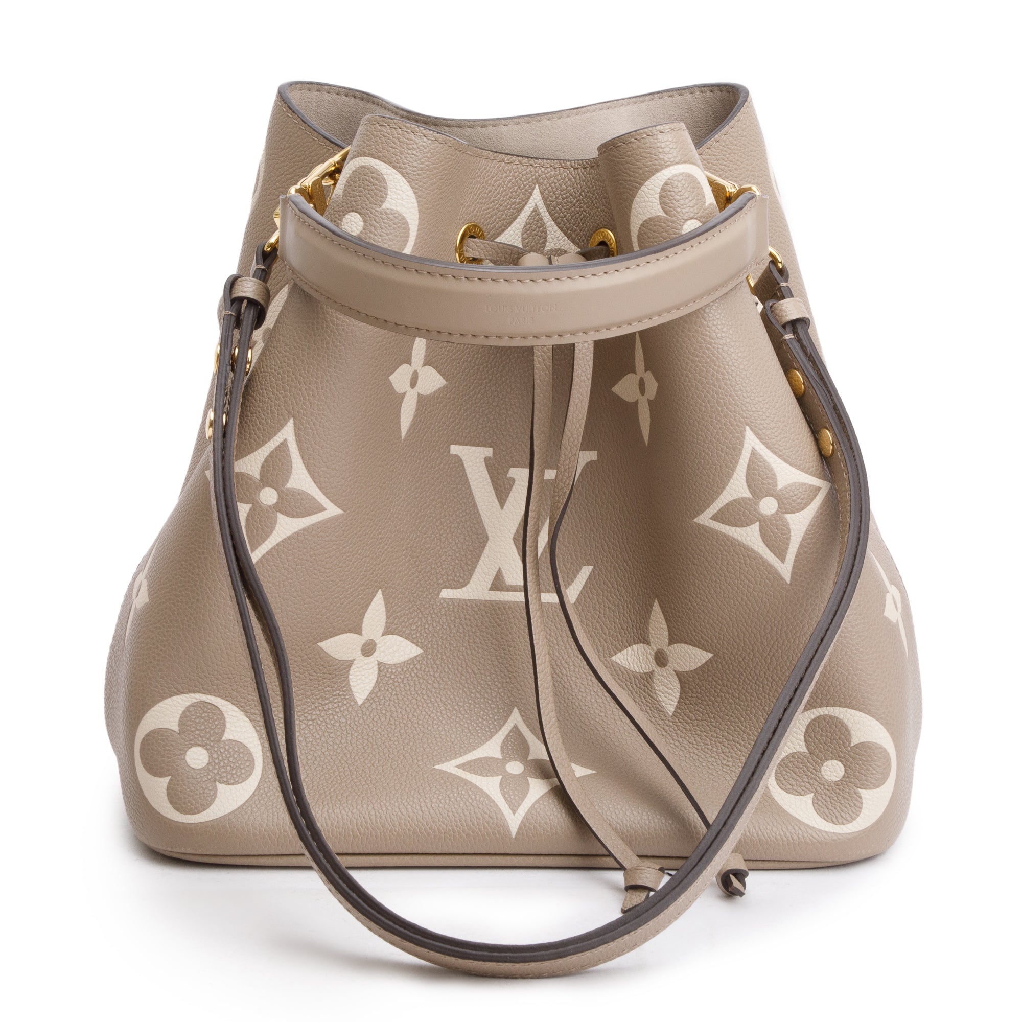 Louis Vuitton 2023 Dove/Creme Bicolor Monogram Empreinte Leather Neonoe MM w/ Pouch