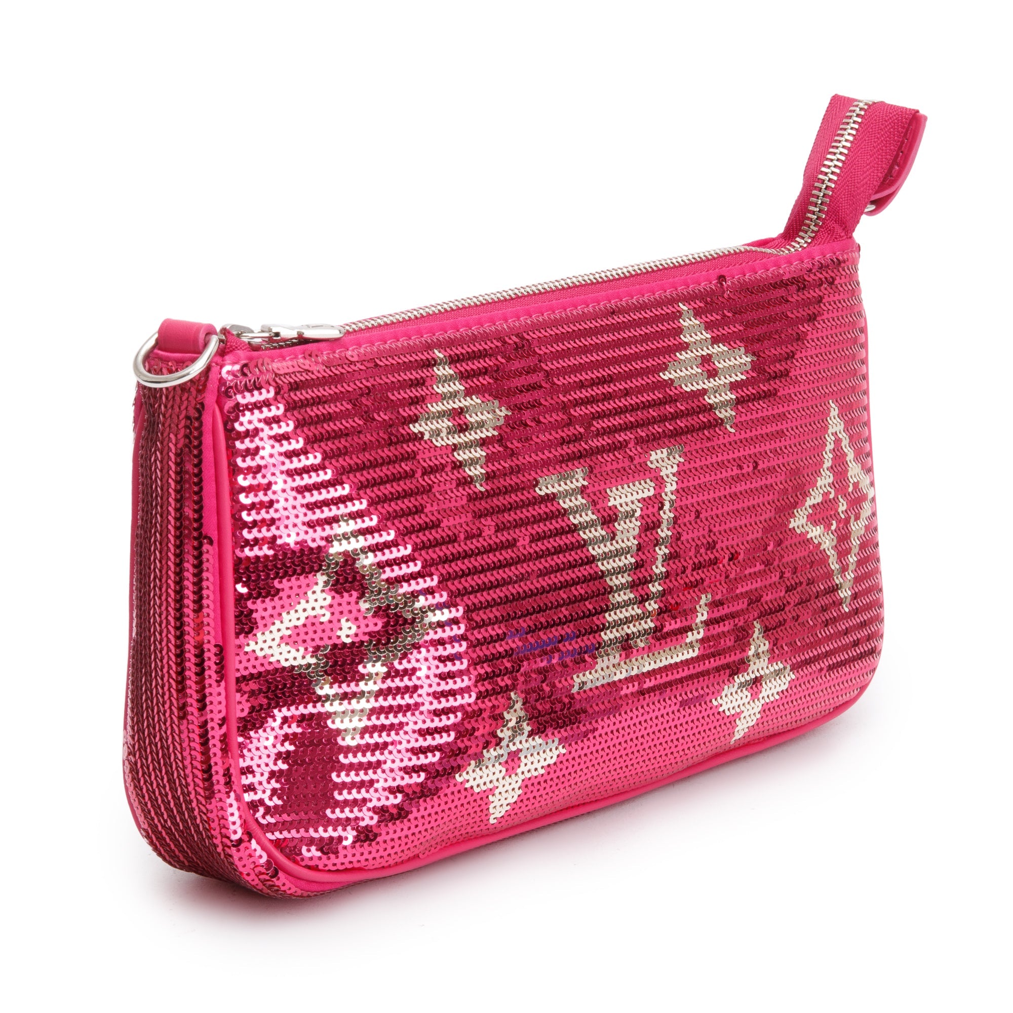 Louis Vuitton 2023 Fuchsia Silver Monogram Giant Sequins Pochette Accessoires w/ Receipt