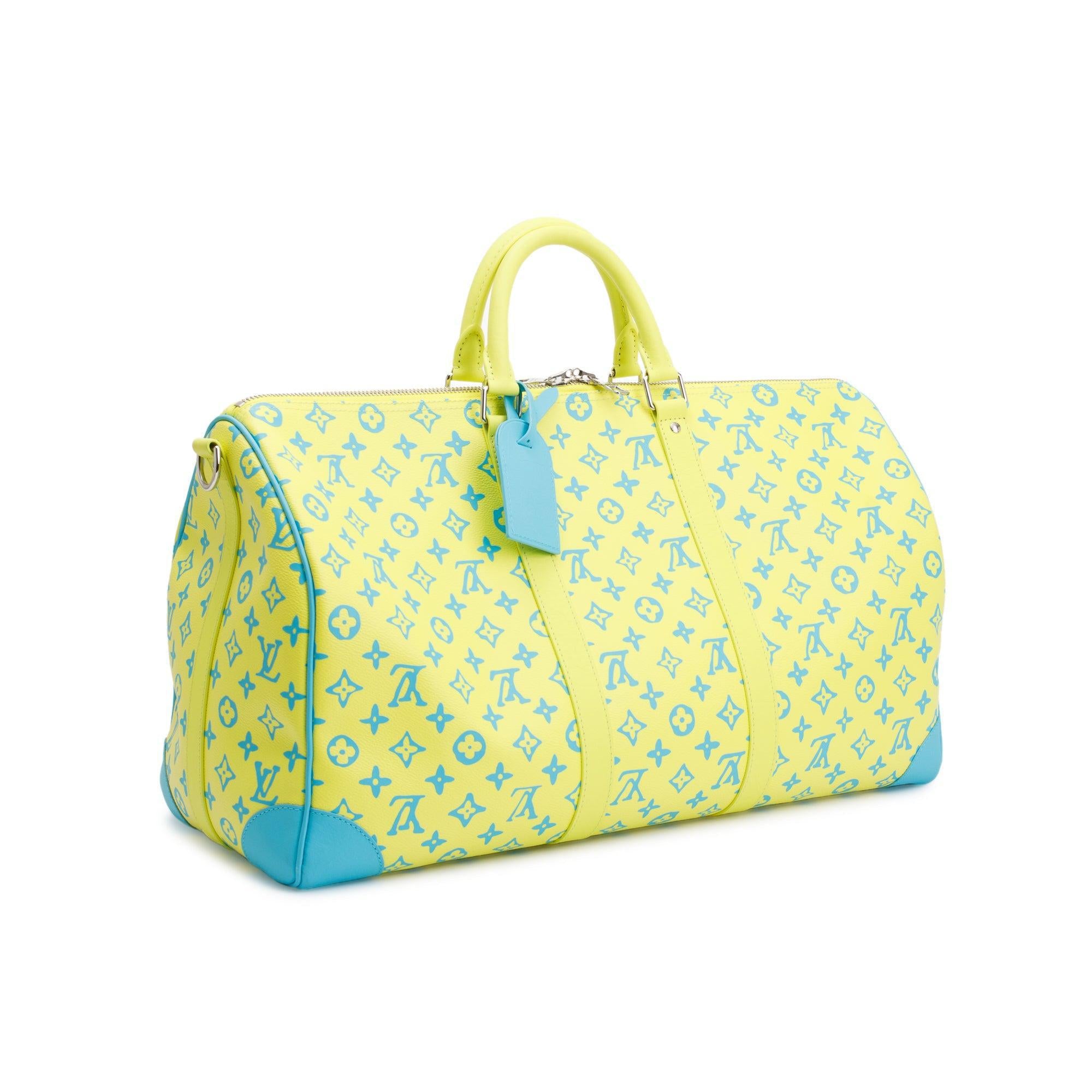 Louis Vuitton 2023 Lime Monogram Playground Keepall Bandouliere 50