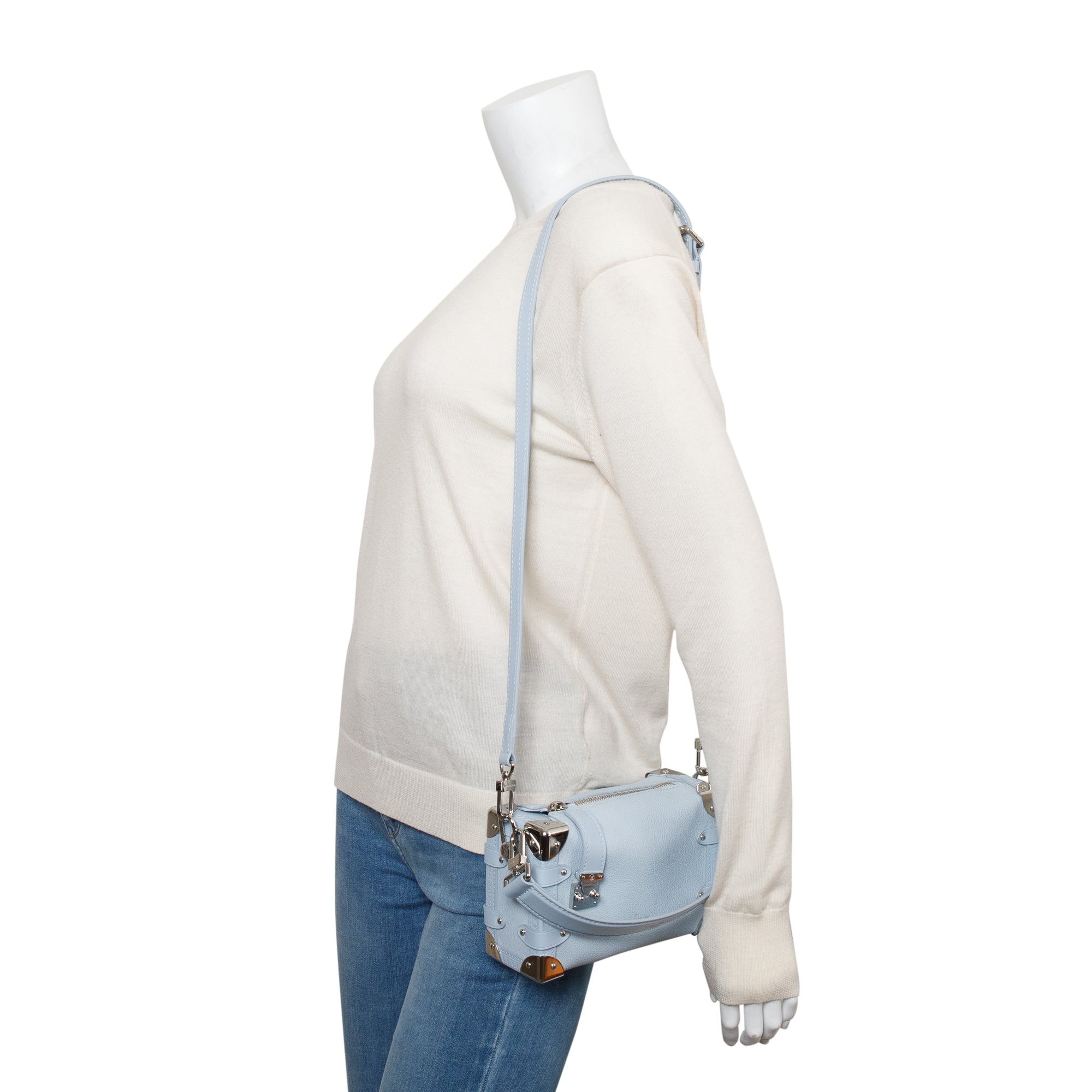 Louis Vuitton 2023 Olympe Blue Calfskin Leather Side Trunk PM w/ Strap & Box