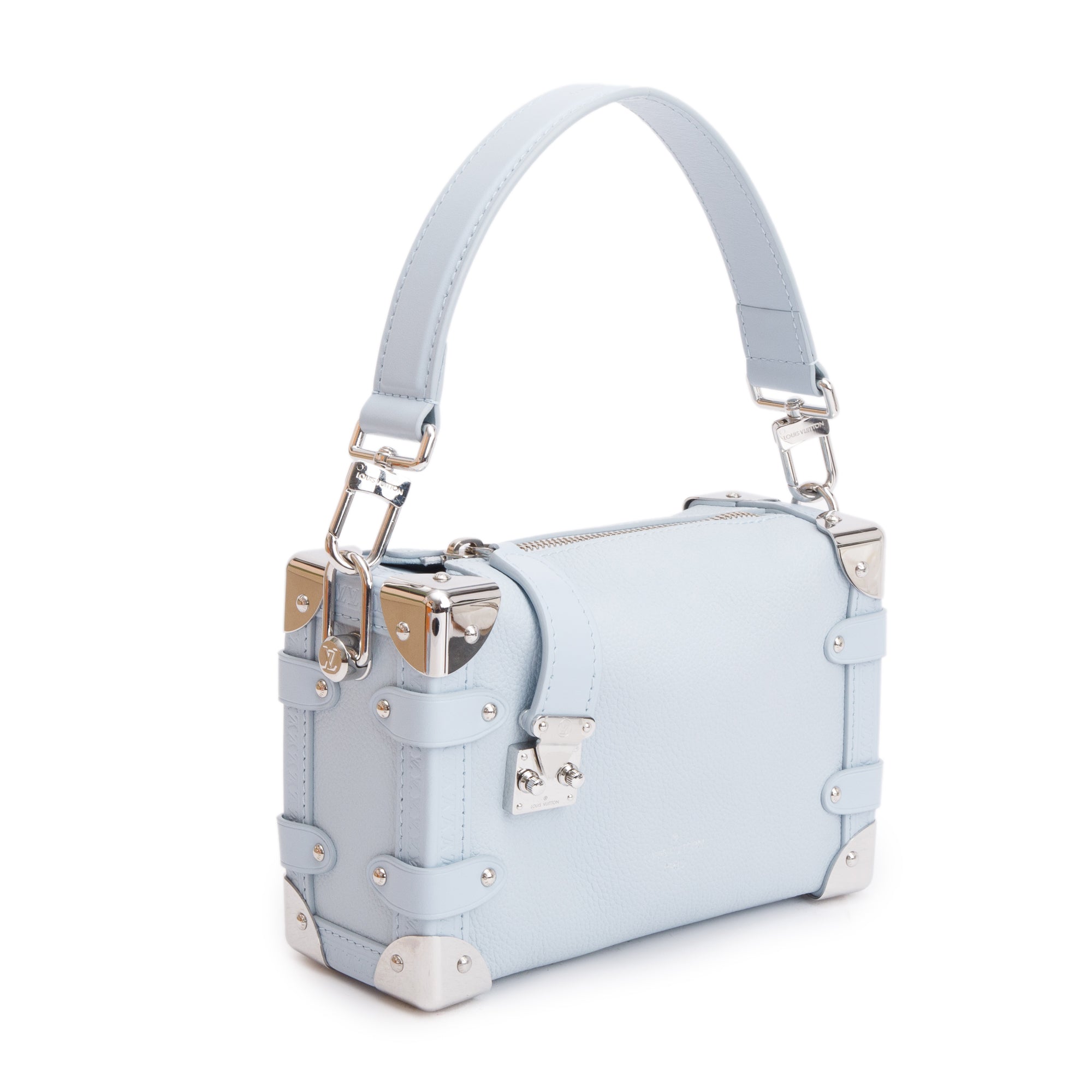 Louis Vuitton 2023 Olympe Blue Calfskin Leather Side Trunk PM w/ Strap & Box