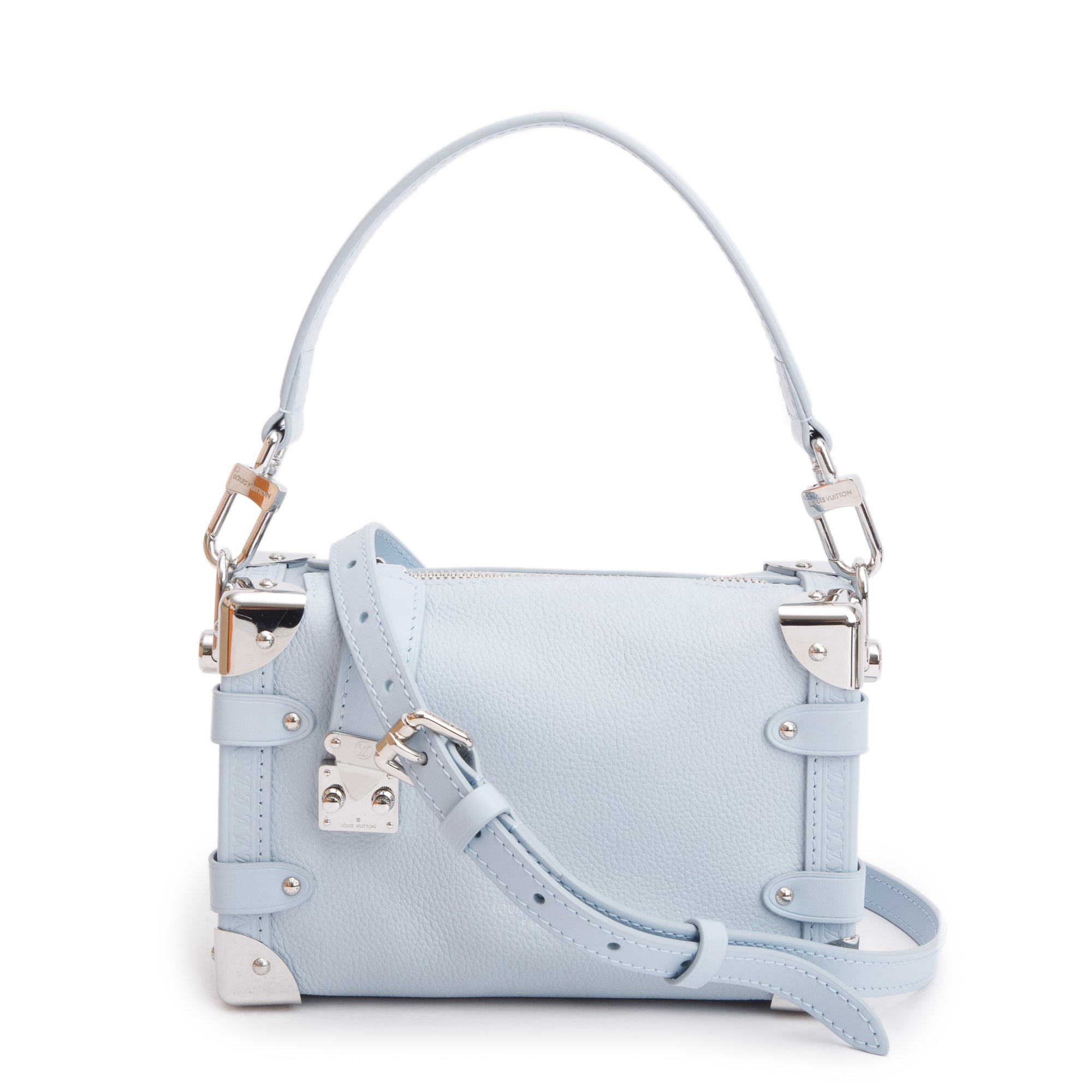 Louis Vuitton 2023 Olympe Blue Calfskin Leather Side Trunk PM w/ Strap & Box