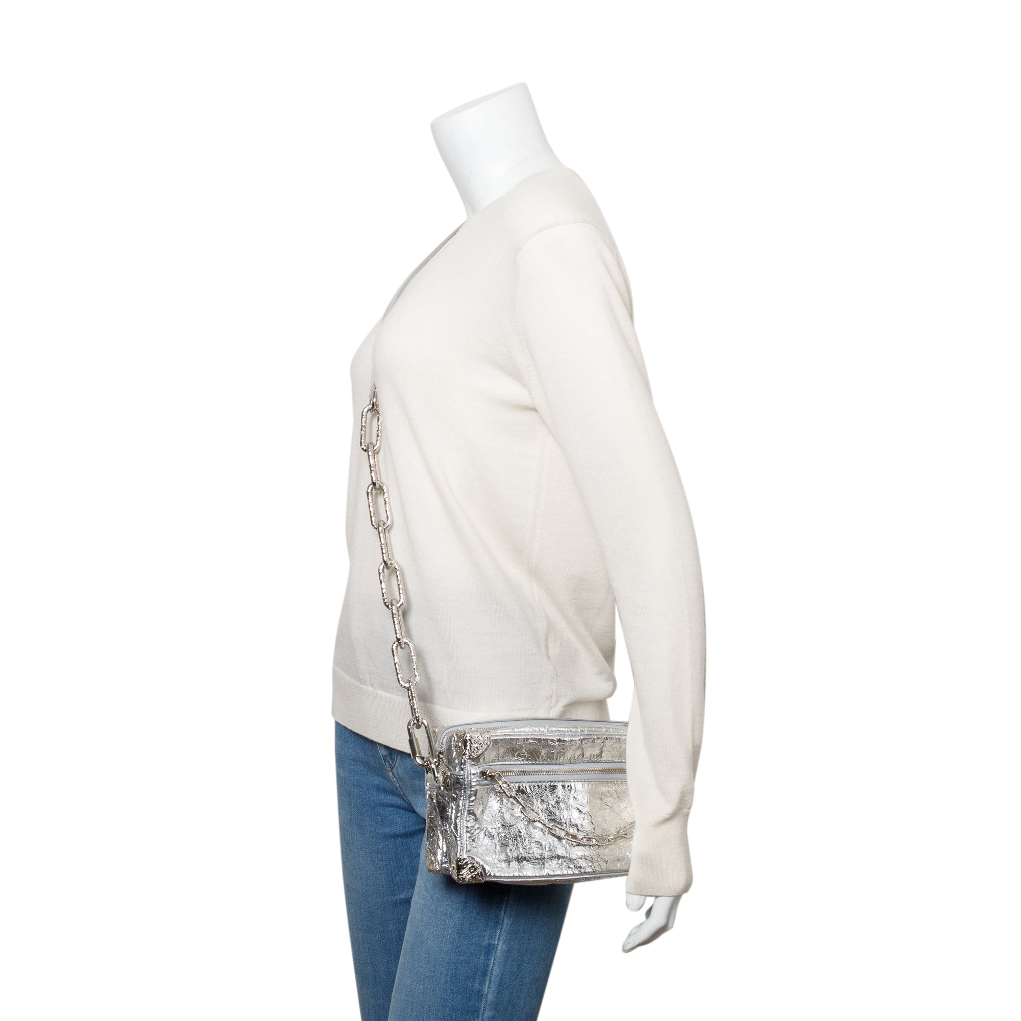 Louis Vuitton 2023 Silver Aluminum & Cowhide Leather Mini Soft Trunk Crushed Bag