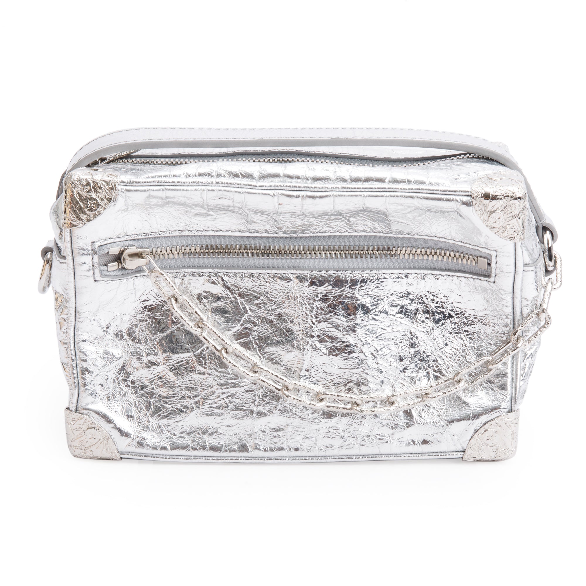 Louis Vuitton 2023 Silver Aluminum & Cowhide Leather Mini Soft Trunk Crushed Bag