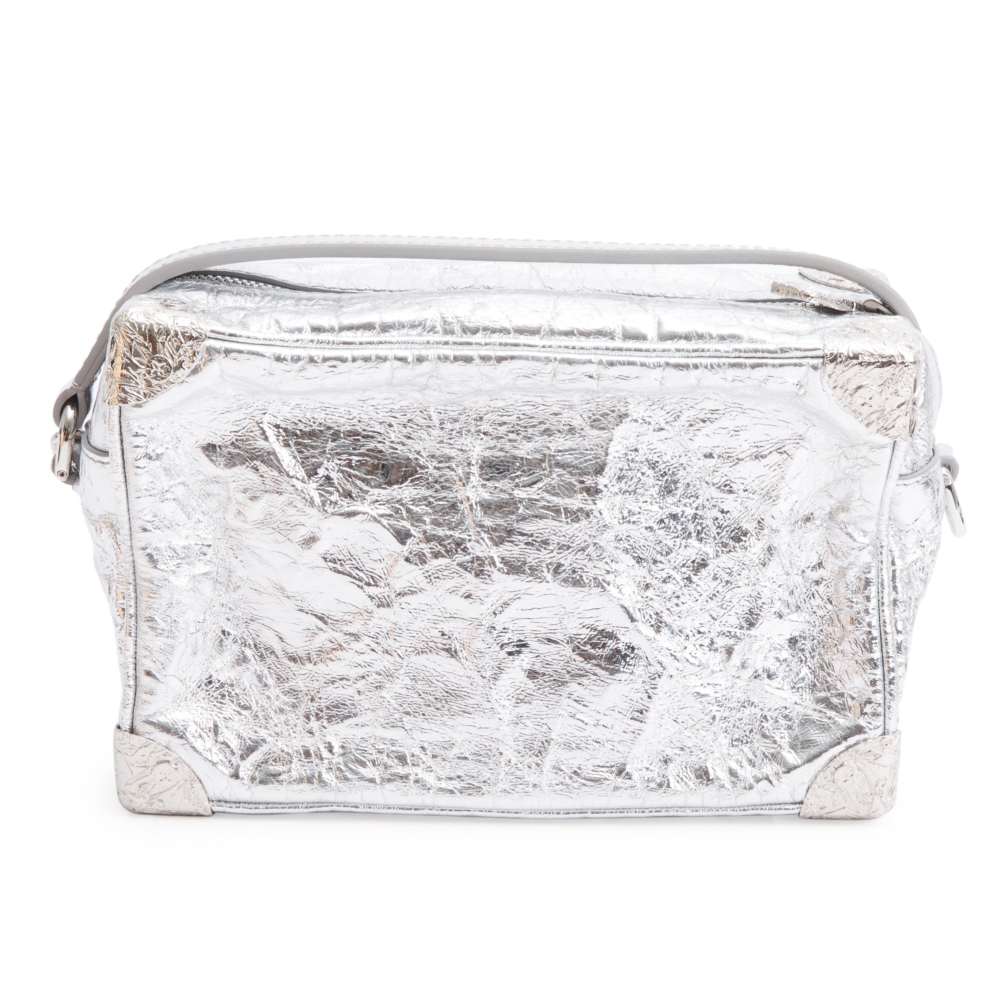 Louis Vuitton 2023 Silver Aluminum & Cowhide Leather Mini Soft Trunk Crushed Bag