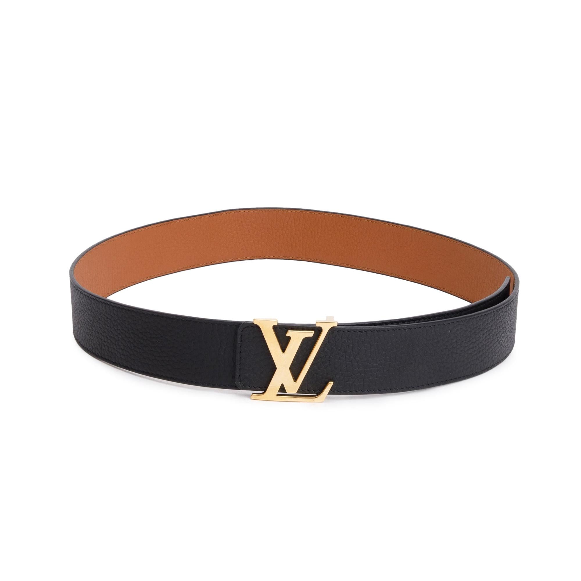 Louis Vuitton 2024 Black & Brown Taurillon Leather LV Initials 40 MM Reversible Belt 90 36 w/ Box