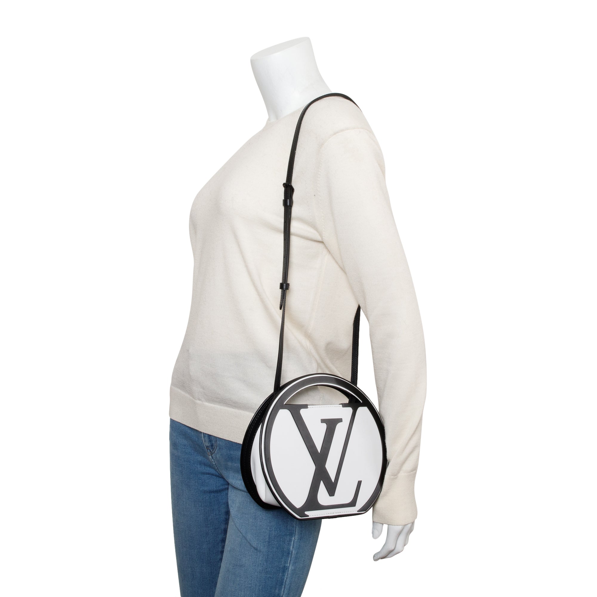 Louis Vuitton 2024 Black & White Cowhide Leather Around Me PM w/ Strap & Box