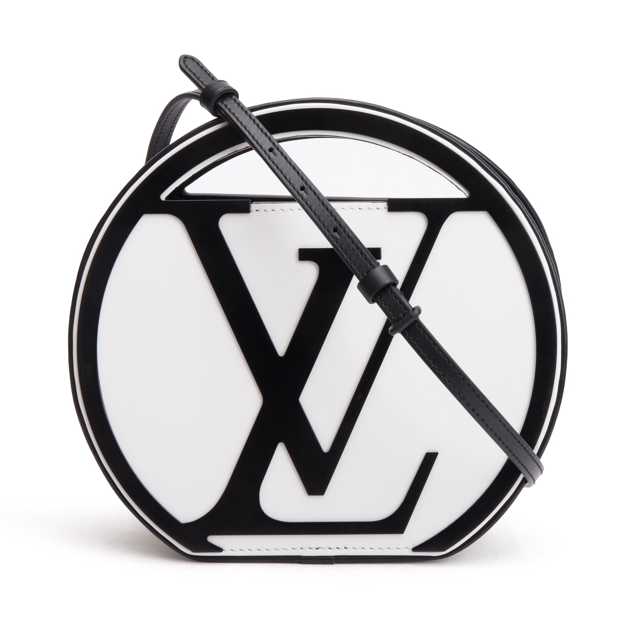 Louis Vuitton 2024 Black & White Cowhide Leather Around Me PM w/ Strap & Box