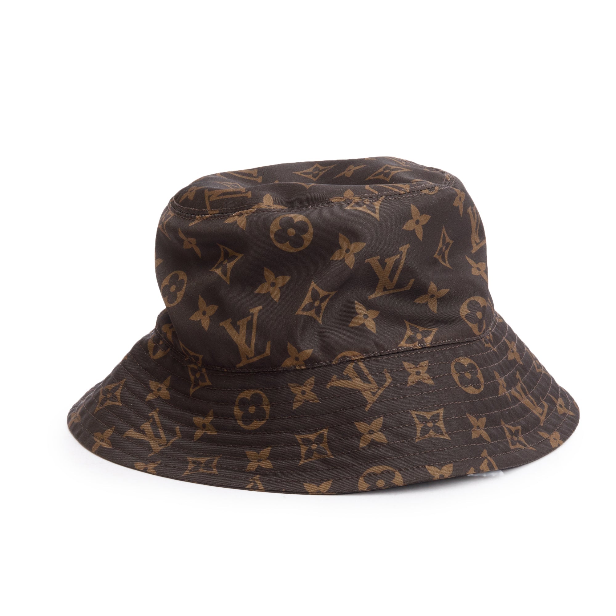 Louis Vuitton 2024 Brown Monogram Nylon Pocket Bucket Hat w/ Box