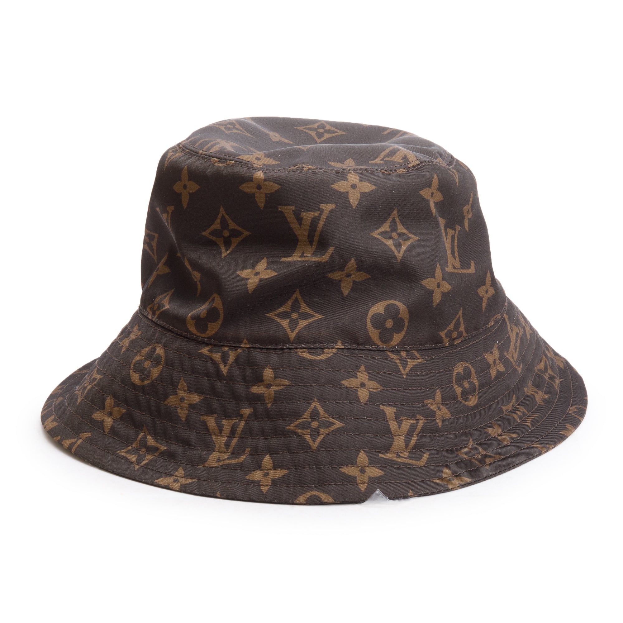 Louis Vuitton 2024 Brown Monogram Nylon Pocket Bucket Hat w/ Box