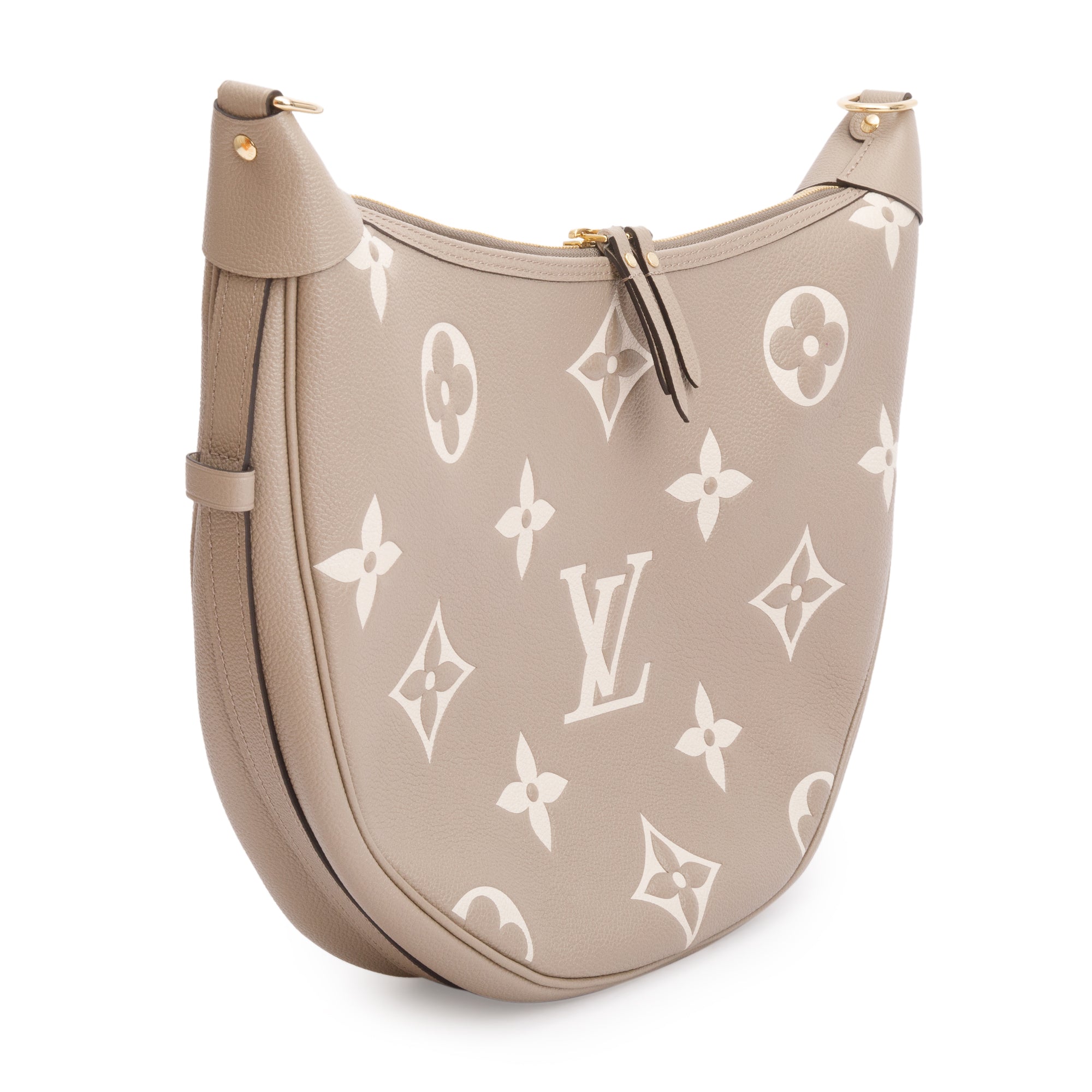 Louis Vuitton 2024 Dove Grey/Creme Bicolor Monogram Empreinte Leather Loop Hobo Bag w/ Straps & Receipt