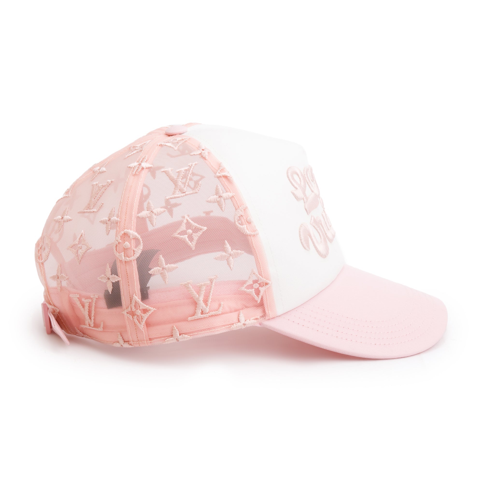 Louis Vuitton 2024 Pink Monogram Mesh Signature Cap w/ Box