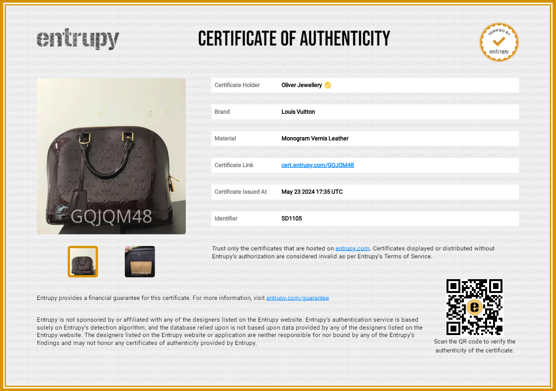 Louis Vuitton Amarante Monogram Vernis Alma PM w/ Receipt