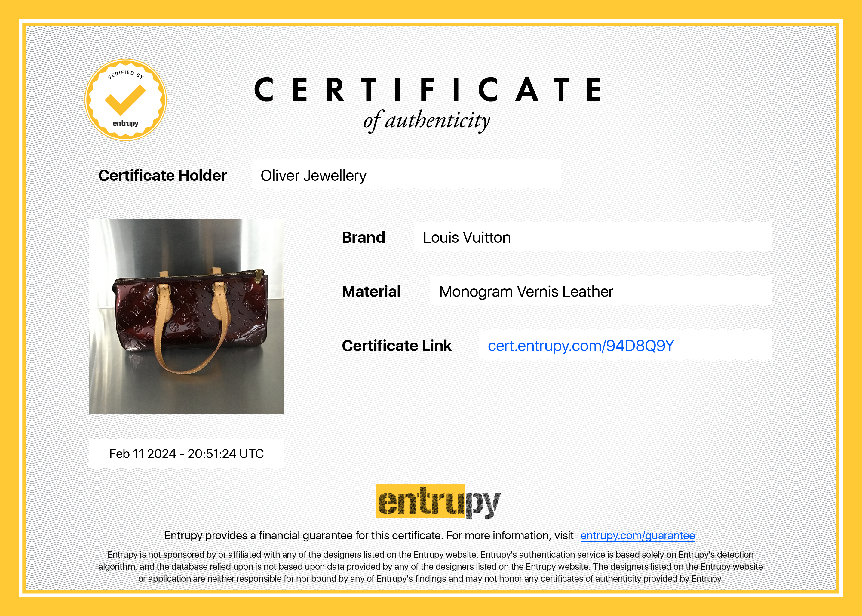 Louis Vuitton Amarante Monogram Vernis Rosewood Avenue Bag