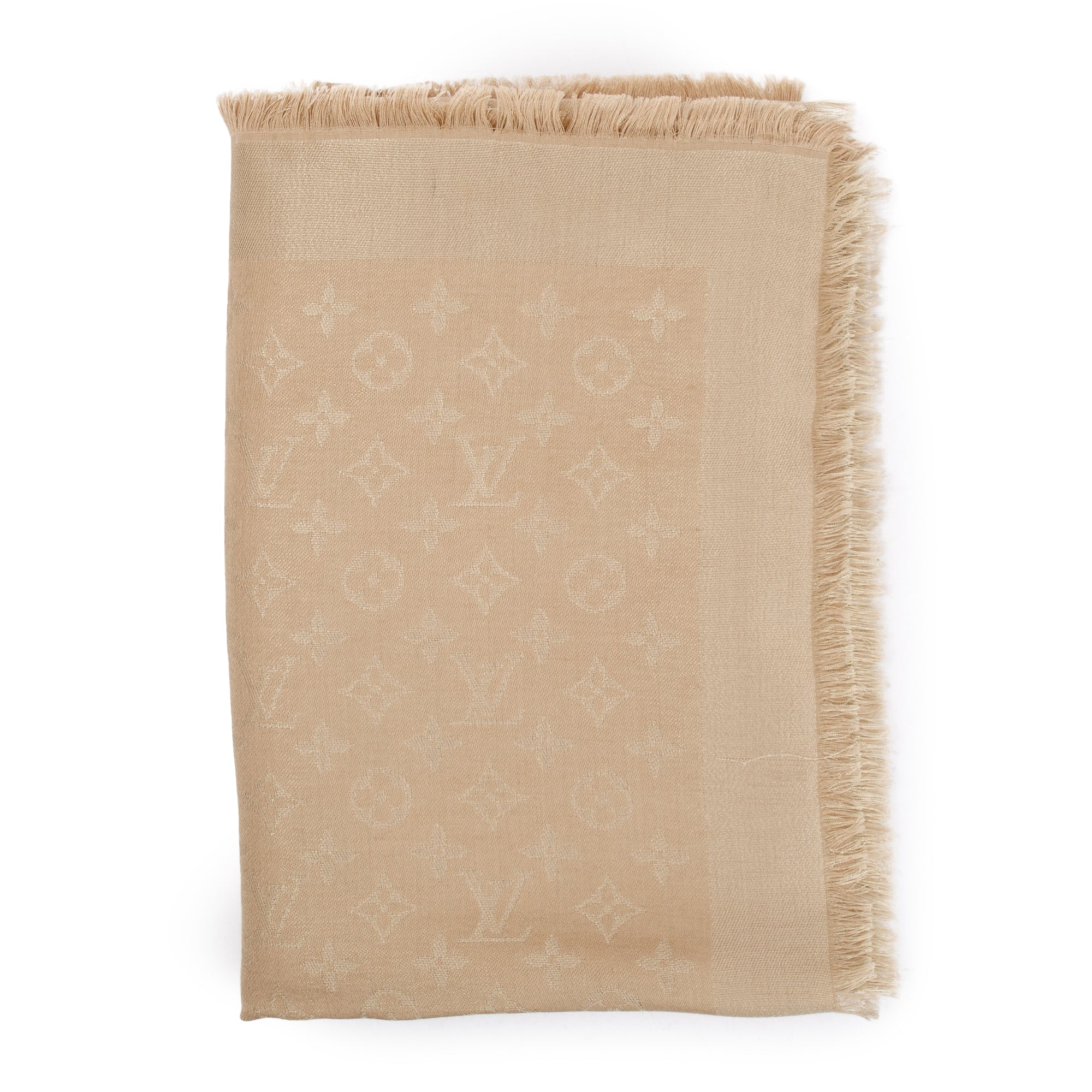 Louis Vuitton Beige Monogram Silk/Wool Shawl Scarf