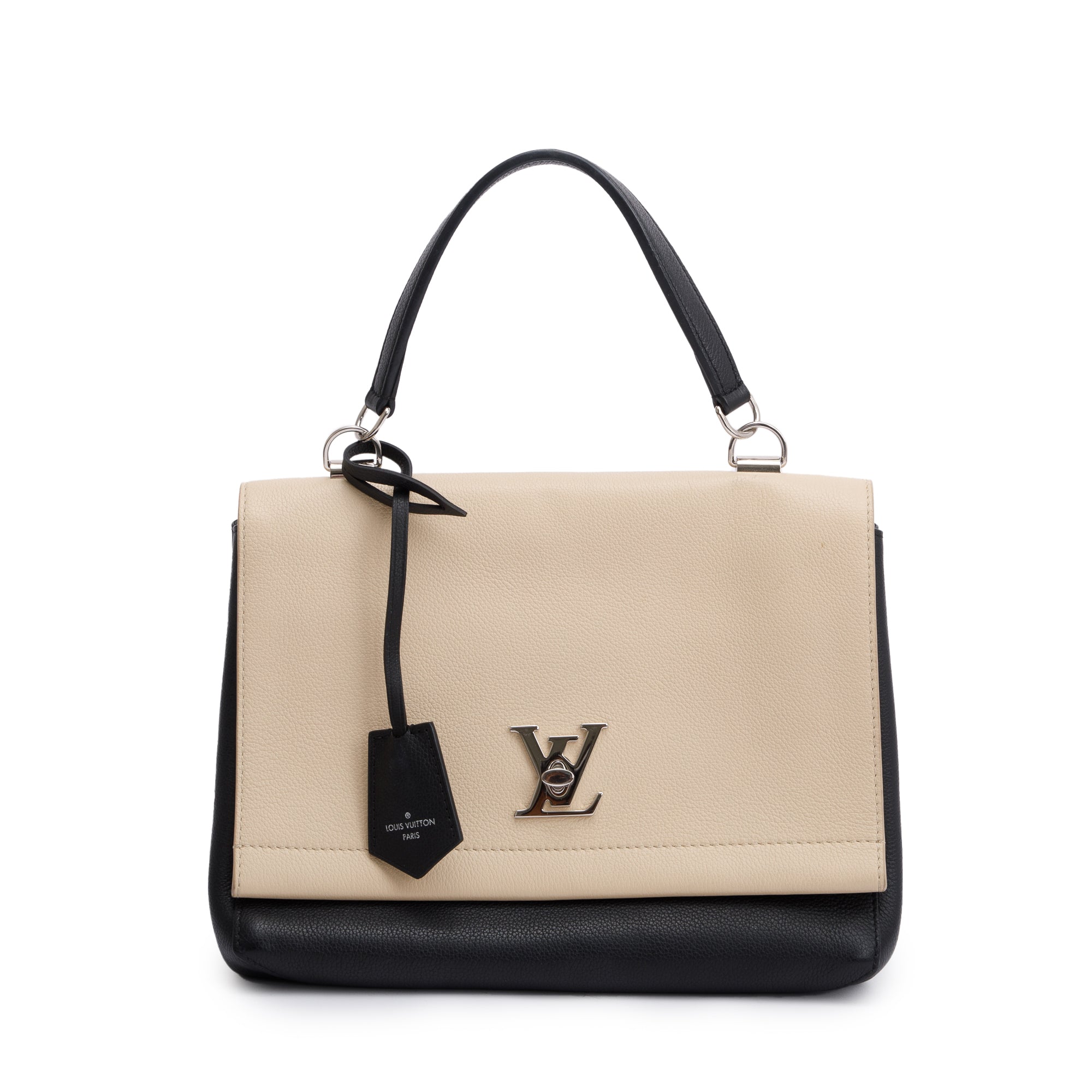 Louis Vuitton Beige/Black Taurillon Leather LockMe II Top Handle Bag