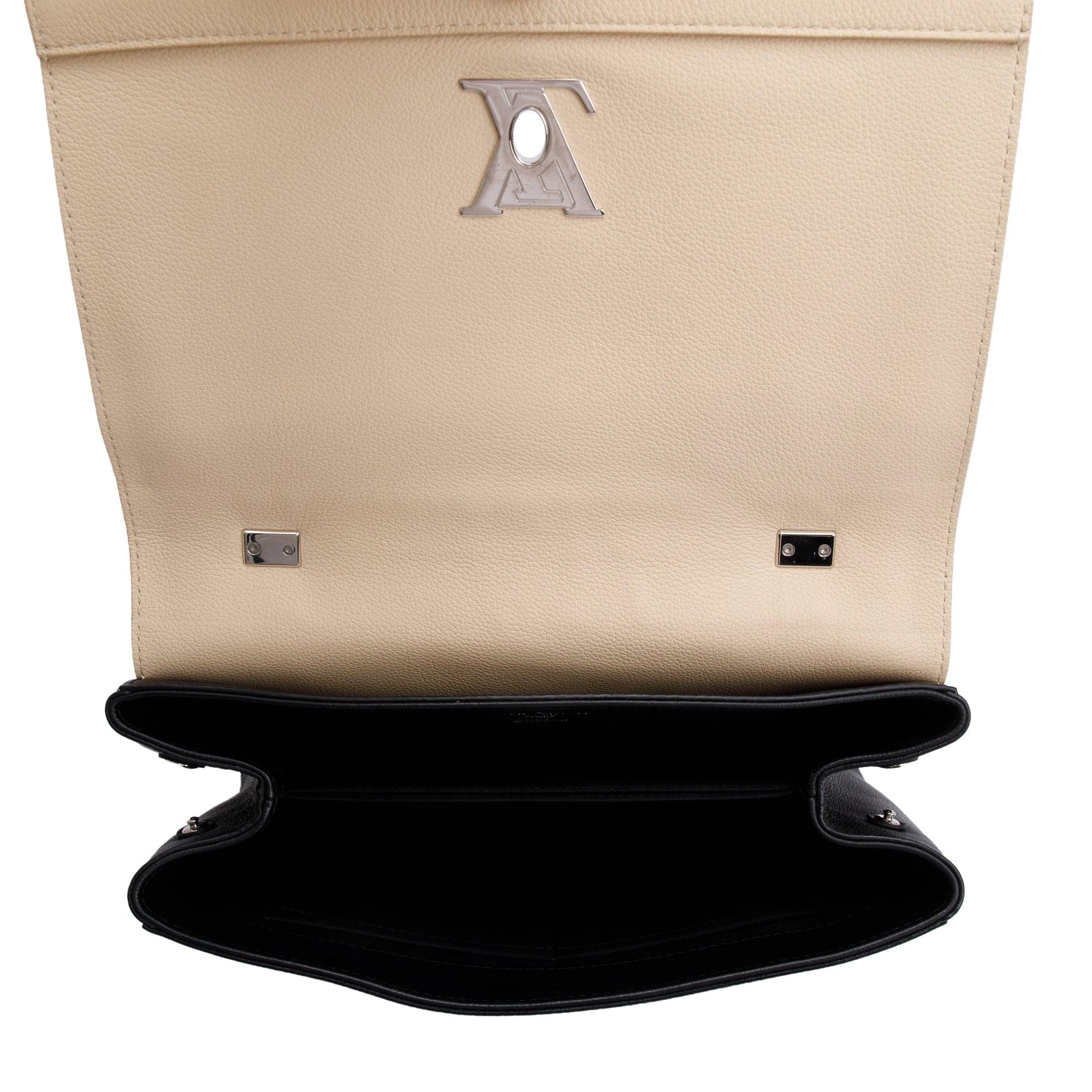 Louis Vuitton Beige/Black Taurillon Leather LockMe II Top Handle Bag