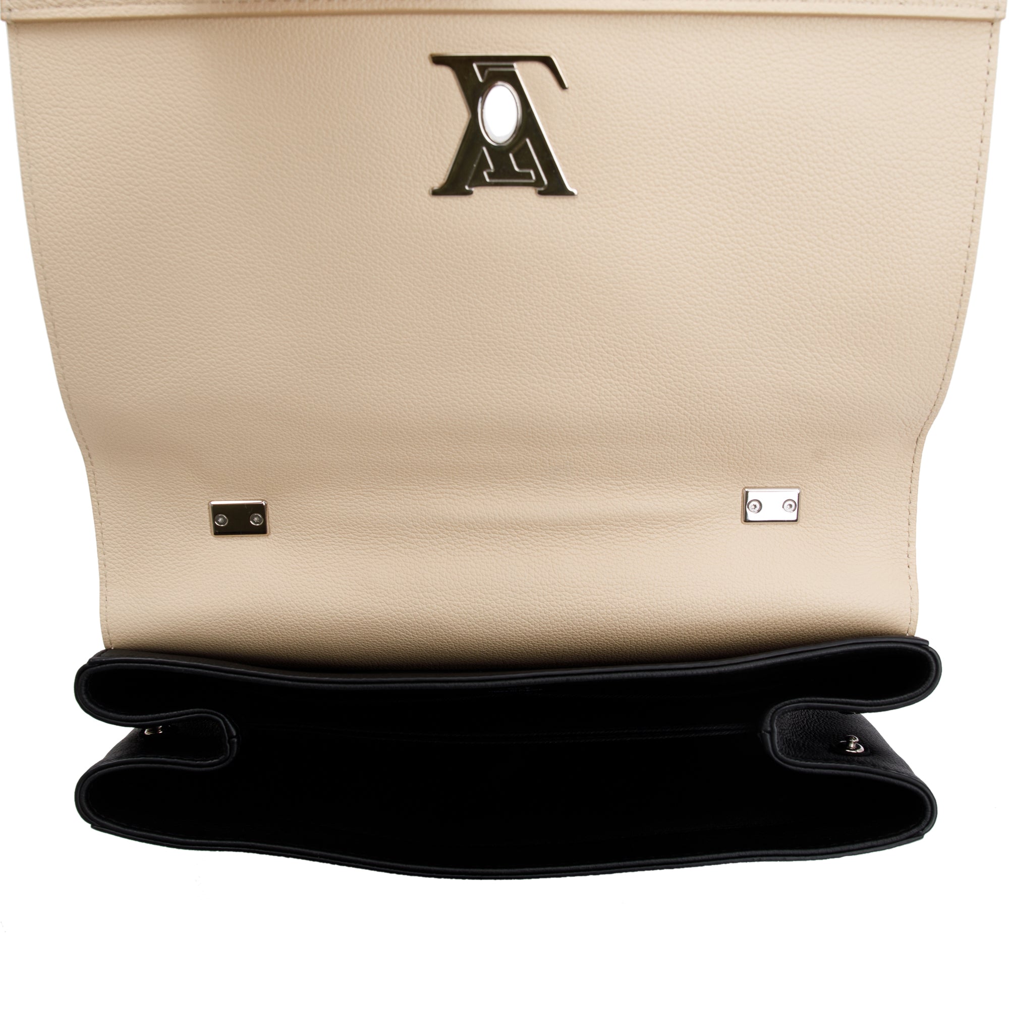 Louis Vuitton Beige/Black Taurillon Leather Lockme II Top Handle Bag