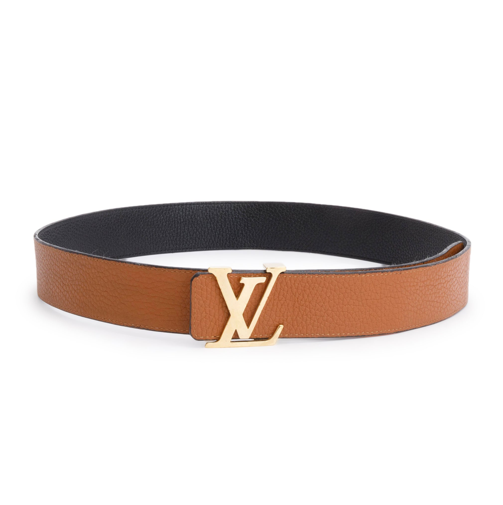 Louis Vuitton Black & Brown Taurillon Leather LV Initiales 40 MM Reversible Belt, Size 100 40