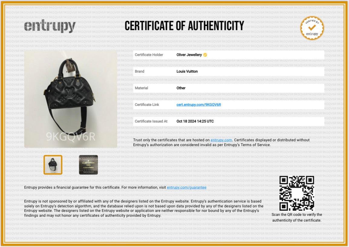 Louis Vuitton Black Bubblegram Embossed Leather Alma BB w/ Strap & Box