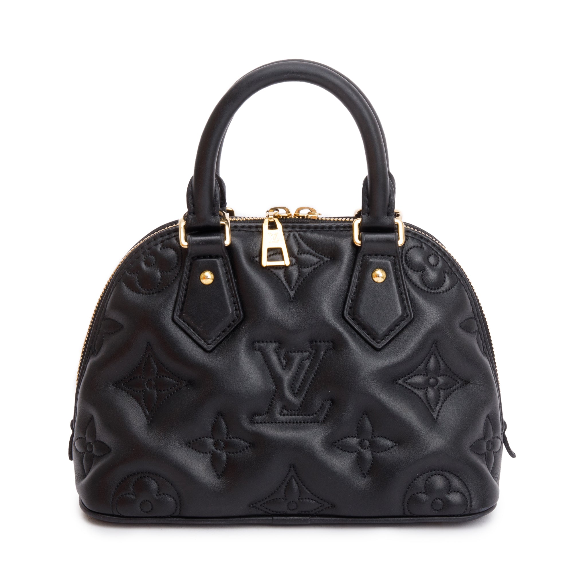 Louis Vuitton Black Bubblegram Embossed Leather Alma BB w/ Strap & Box