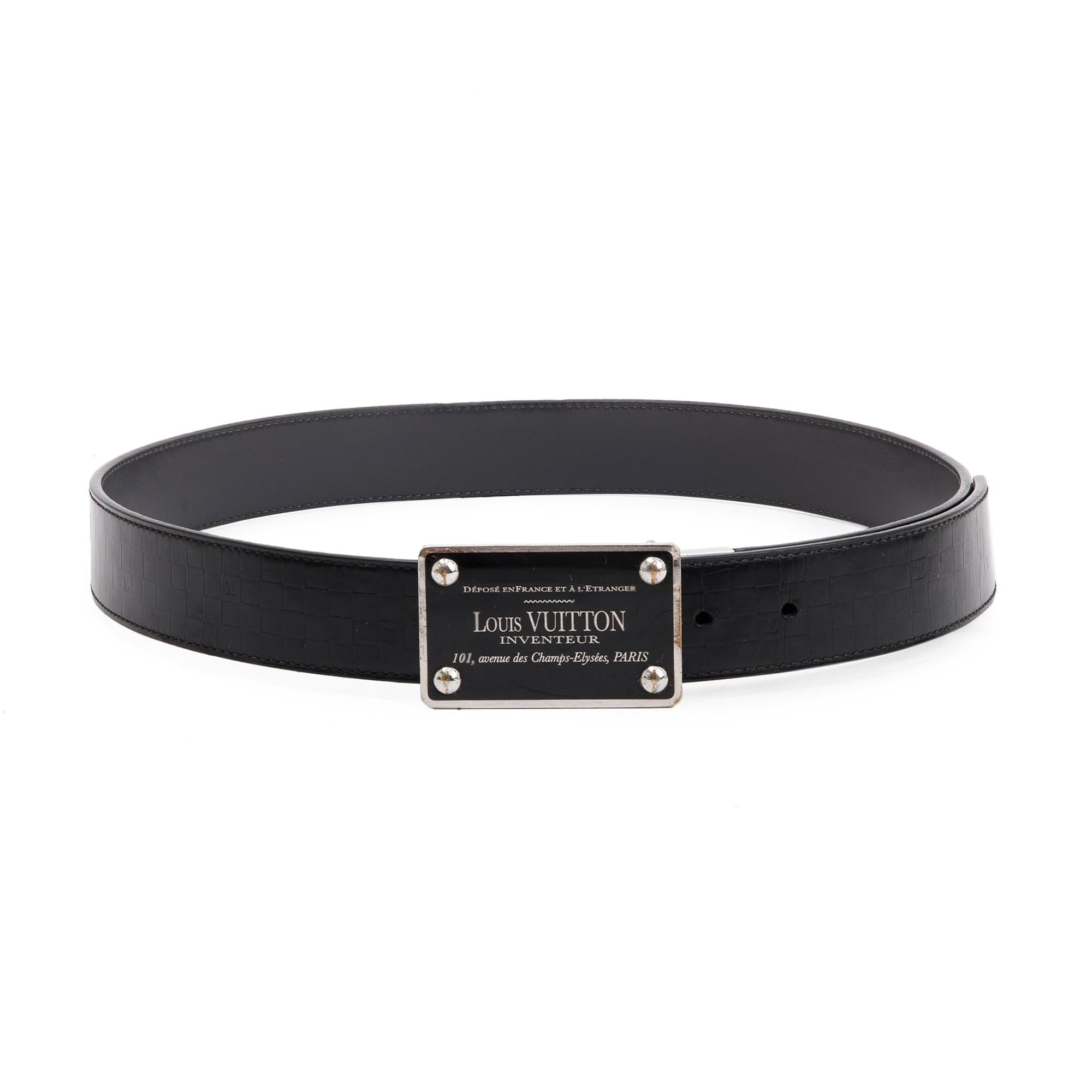 Louis Vuitton Black Calfskin Leather Reversible Inventeur Belt 90 36 w/ Box