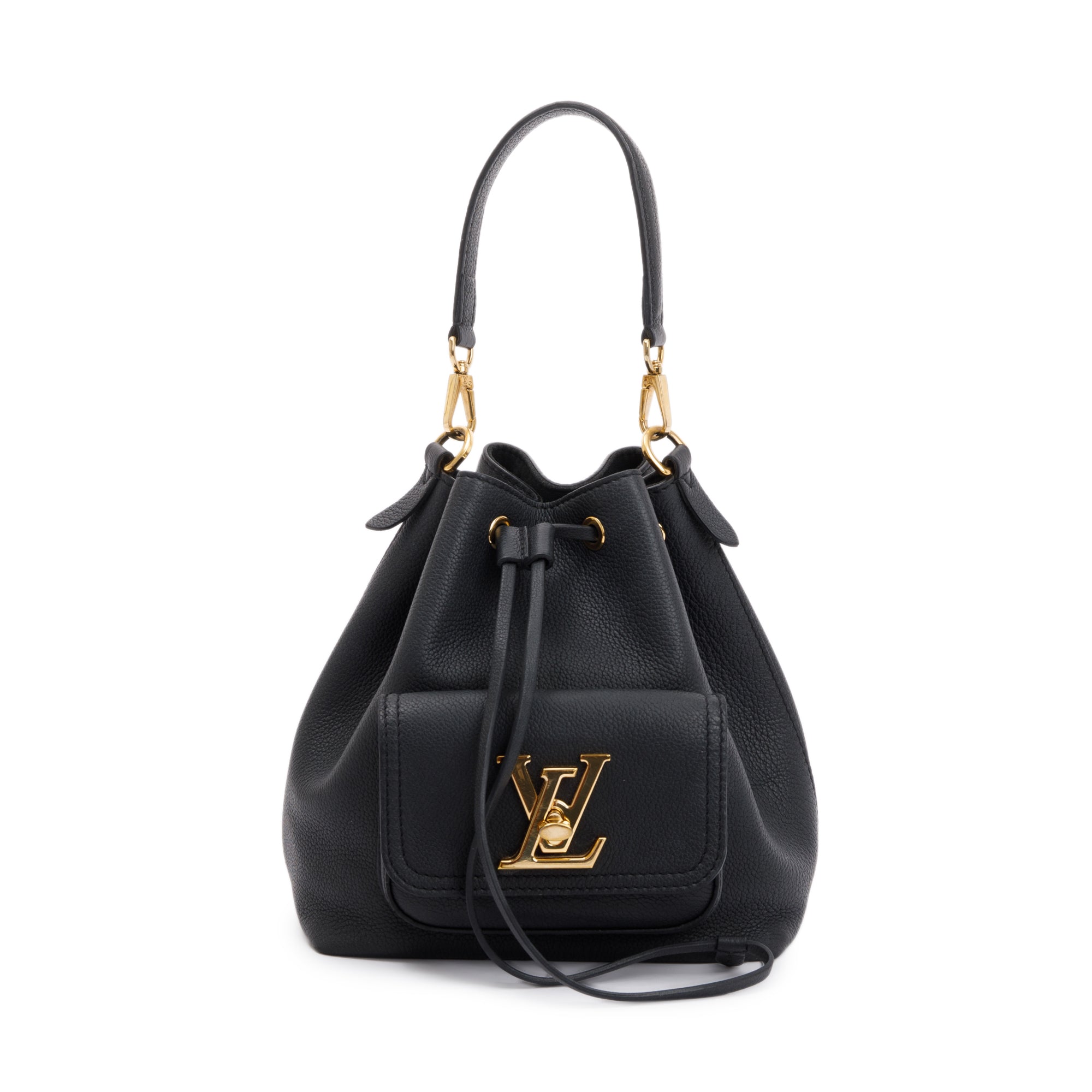 Louis Vuitton Black Calfskin Lockme Bucket Bag w/ Strap