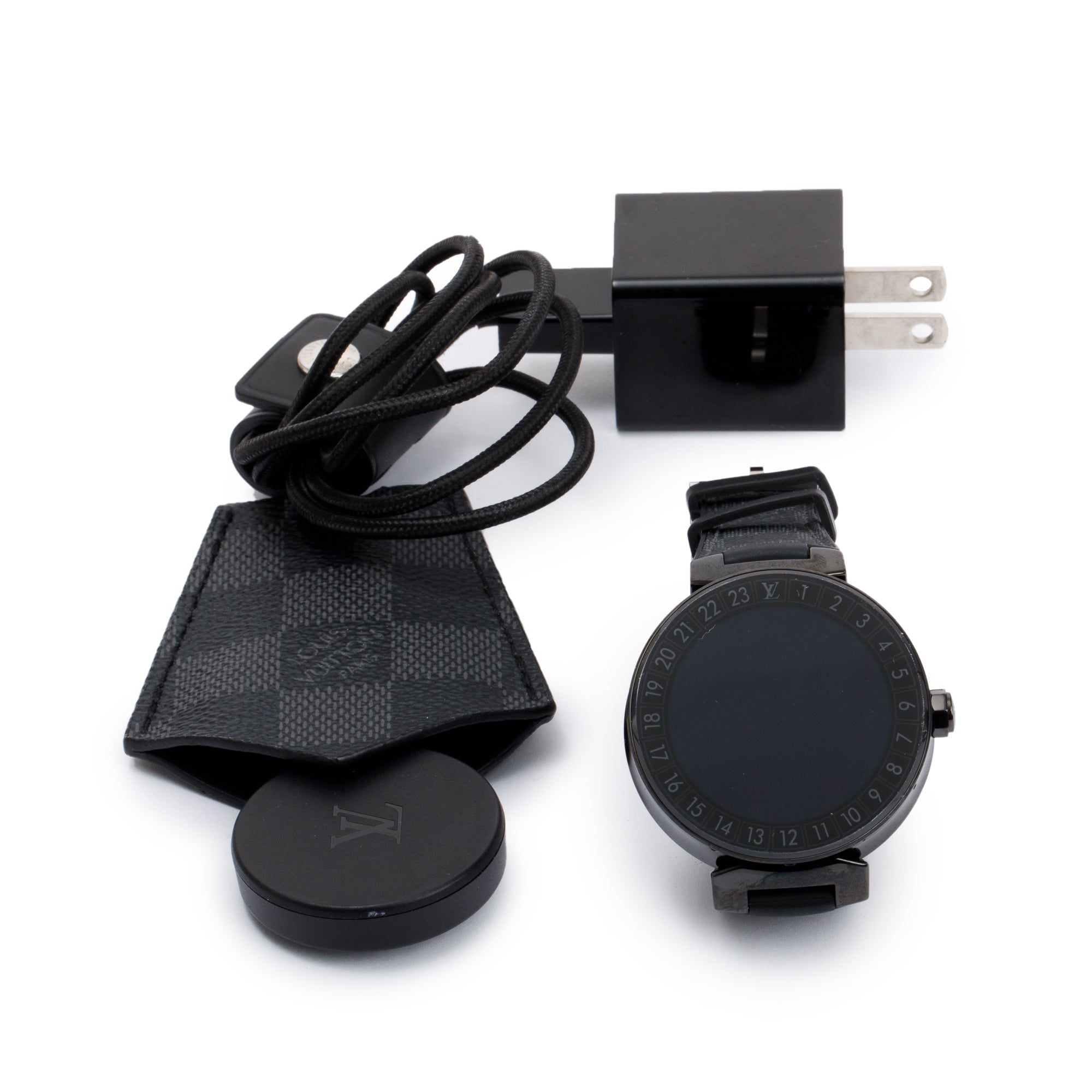 Louis Vuitton Black Coated Stainless Steel Tambour Horizon 42 MM Digital Smart Watch w/ Charger