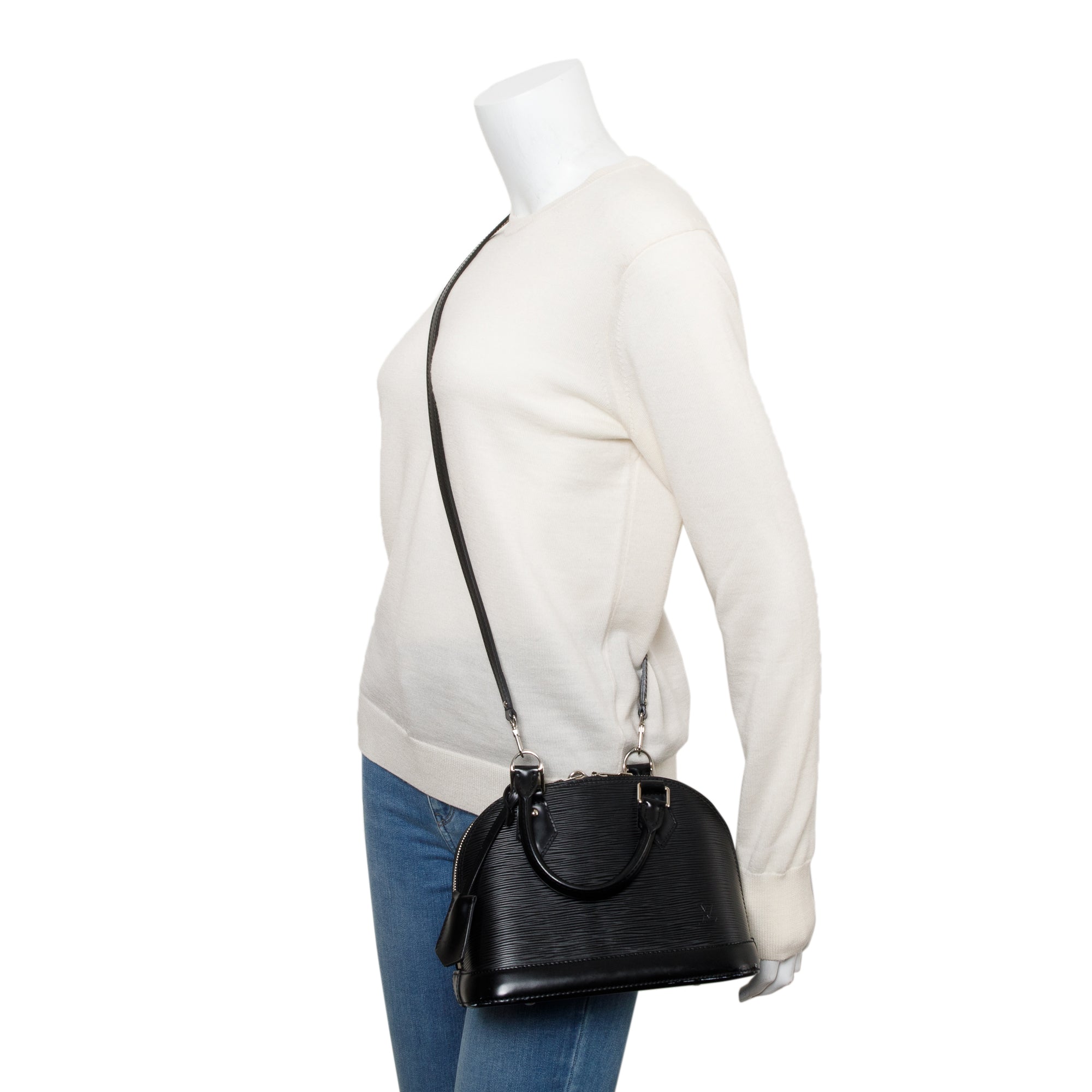 Louis Vuitton Black Epi Leather Alma BB w/ Box & Strap