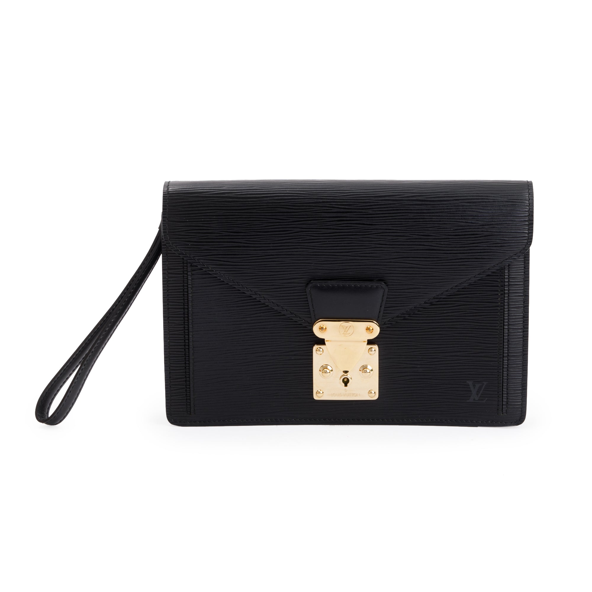 Louis Vuitton Black Epi Leather Pochette Sellier Dragonne Wristlet Clutch