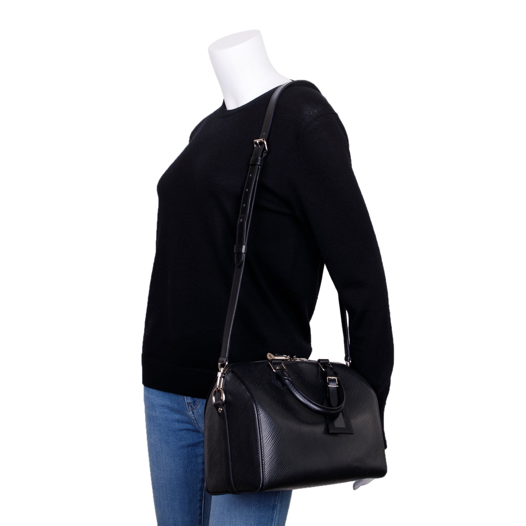 Louis Vuitton Black Epi Leather Speedy Bandouliere 25 w/ Strap