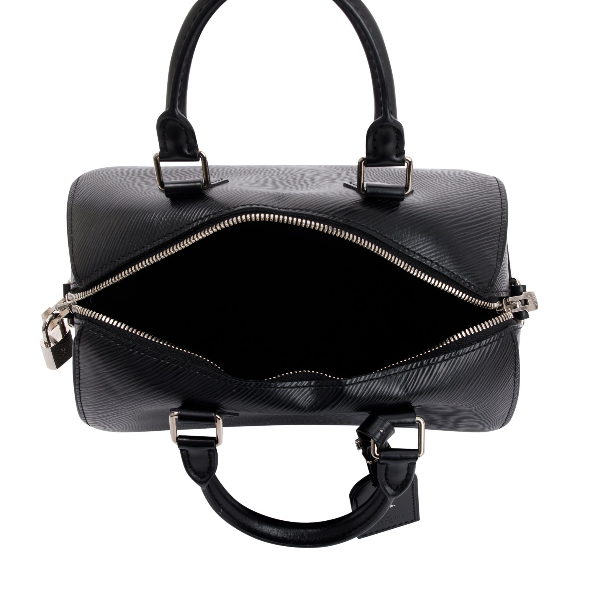 Louis Vuitton Black Epi Leather Speedy Bandouliere 25 w/ Strap & Receipt