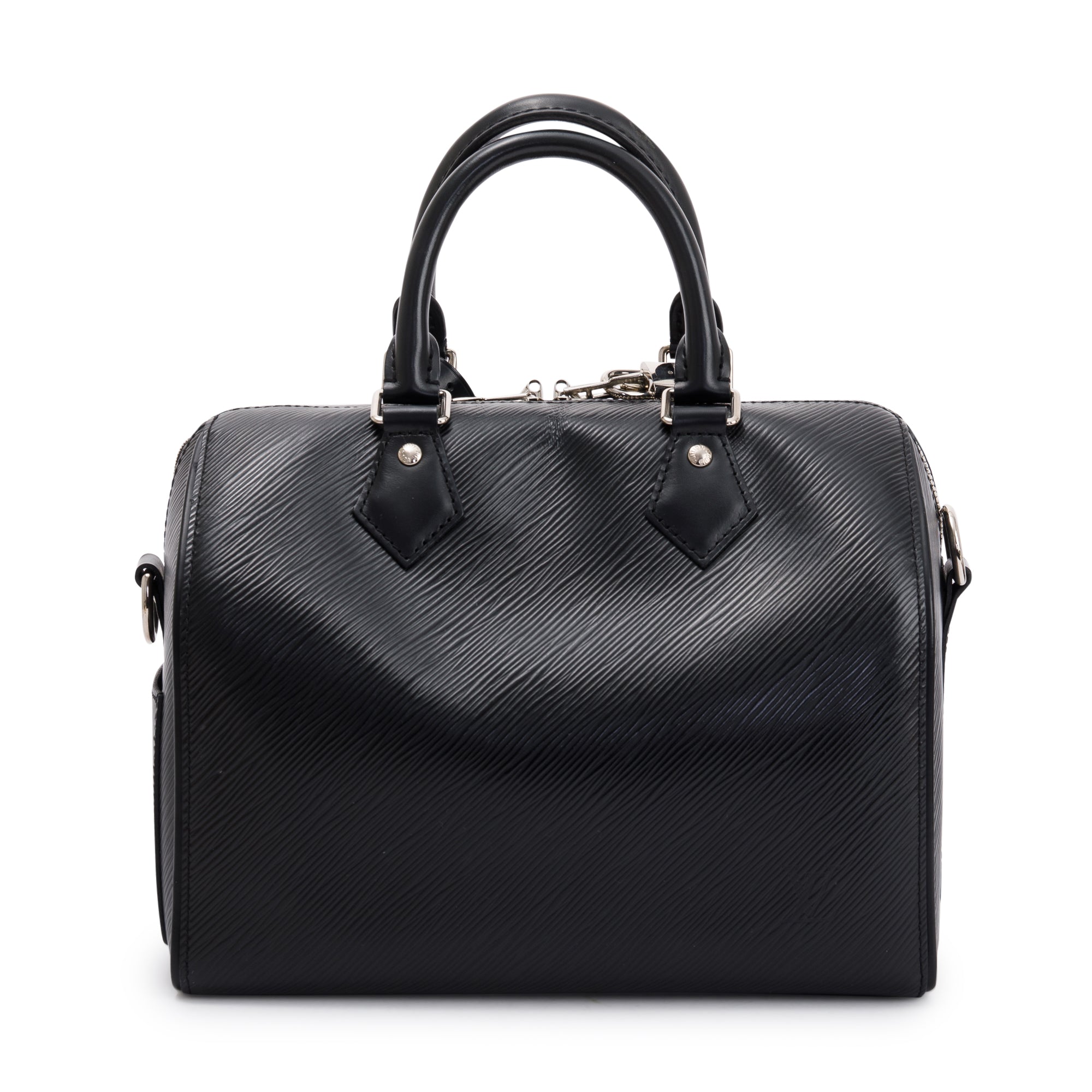 Louis Vuitton Black Epi Leather Speedy Bandouliere 25 w/ Strap & Receipt