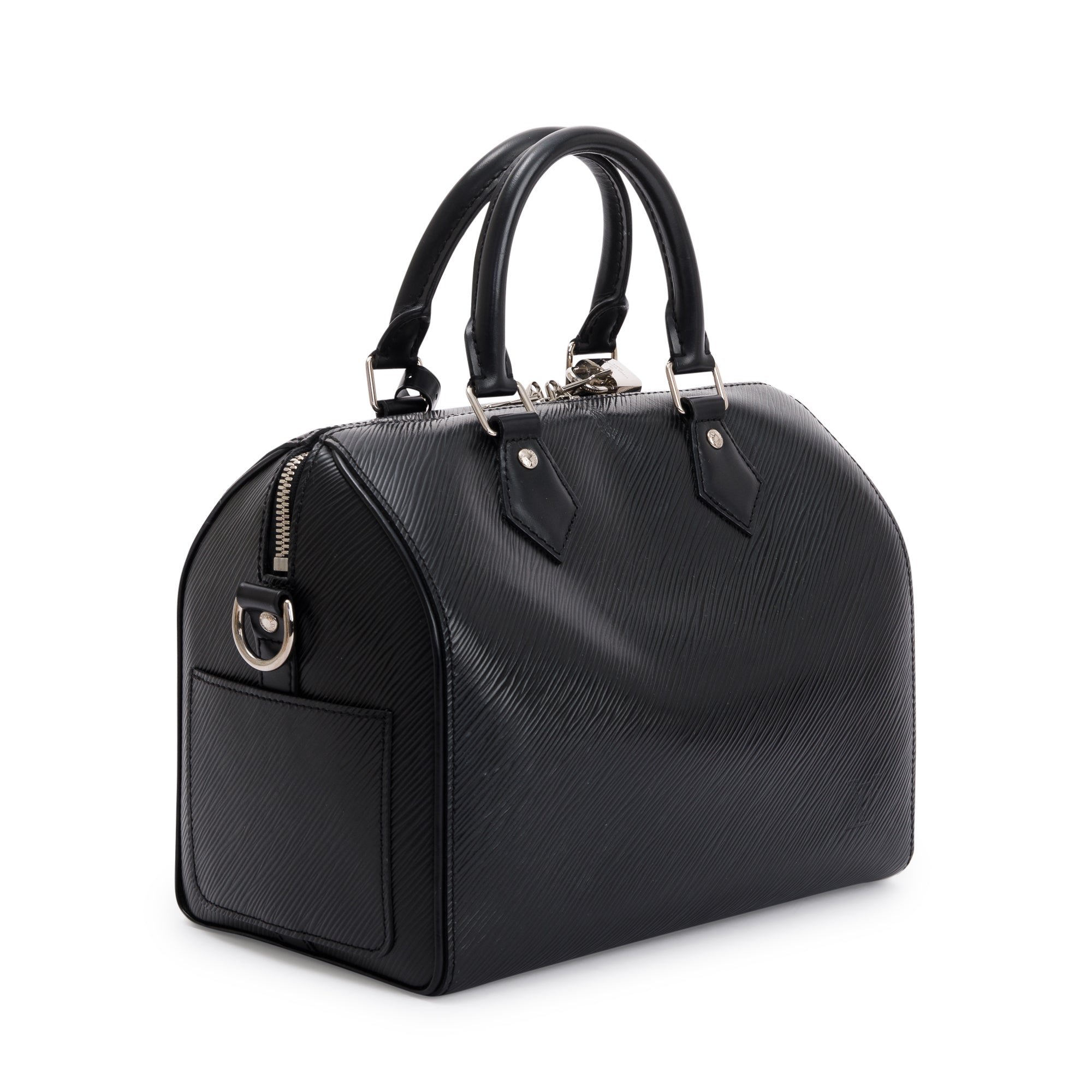 Louis Vuitton Black Epi Leather Speedy Bandouliere 25 w/ Strap & Receipt