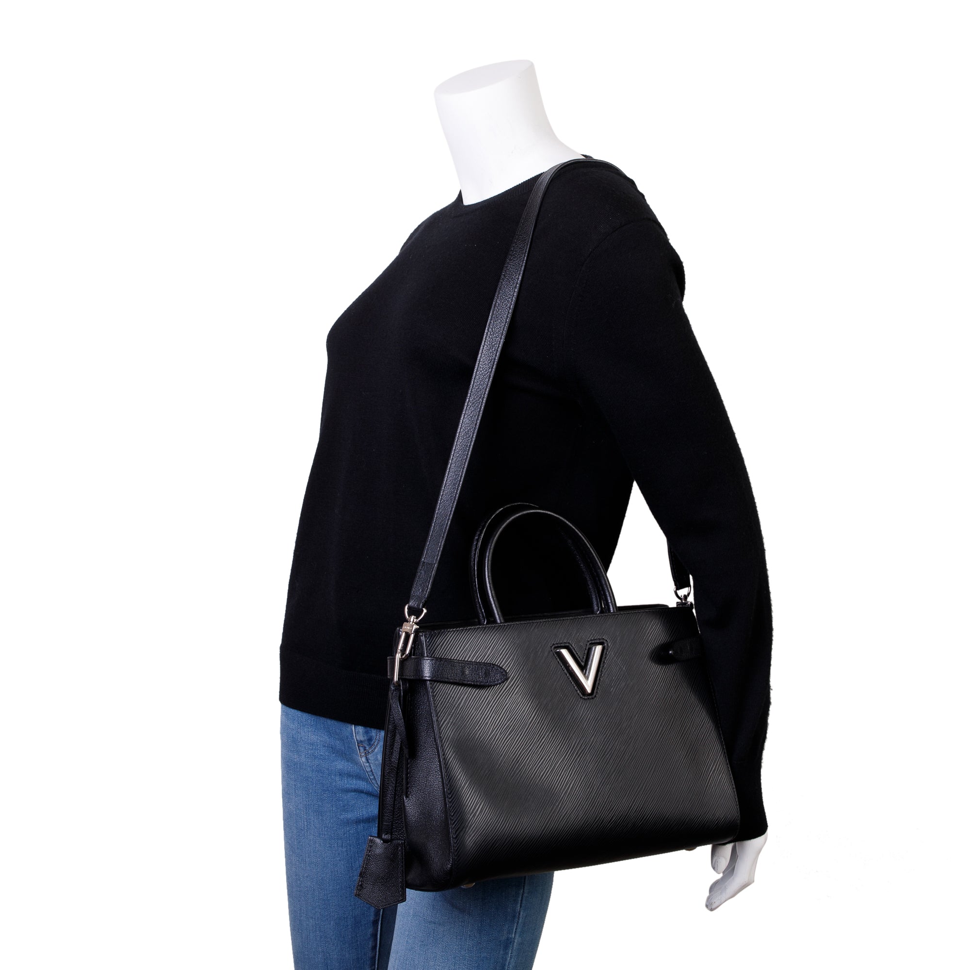 Louis Vuitton Black Epi Leather Twist Tote w/ Strap