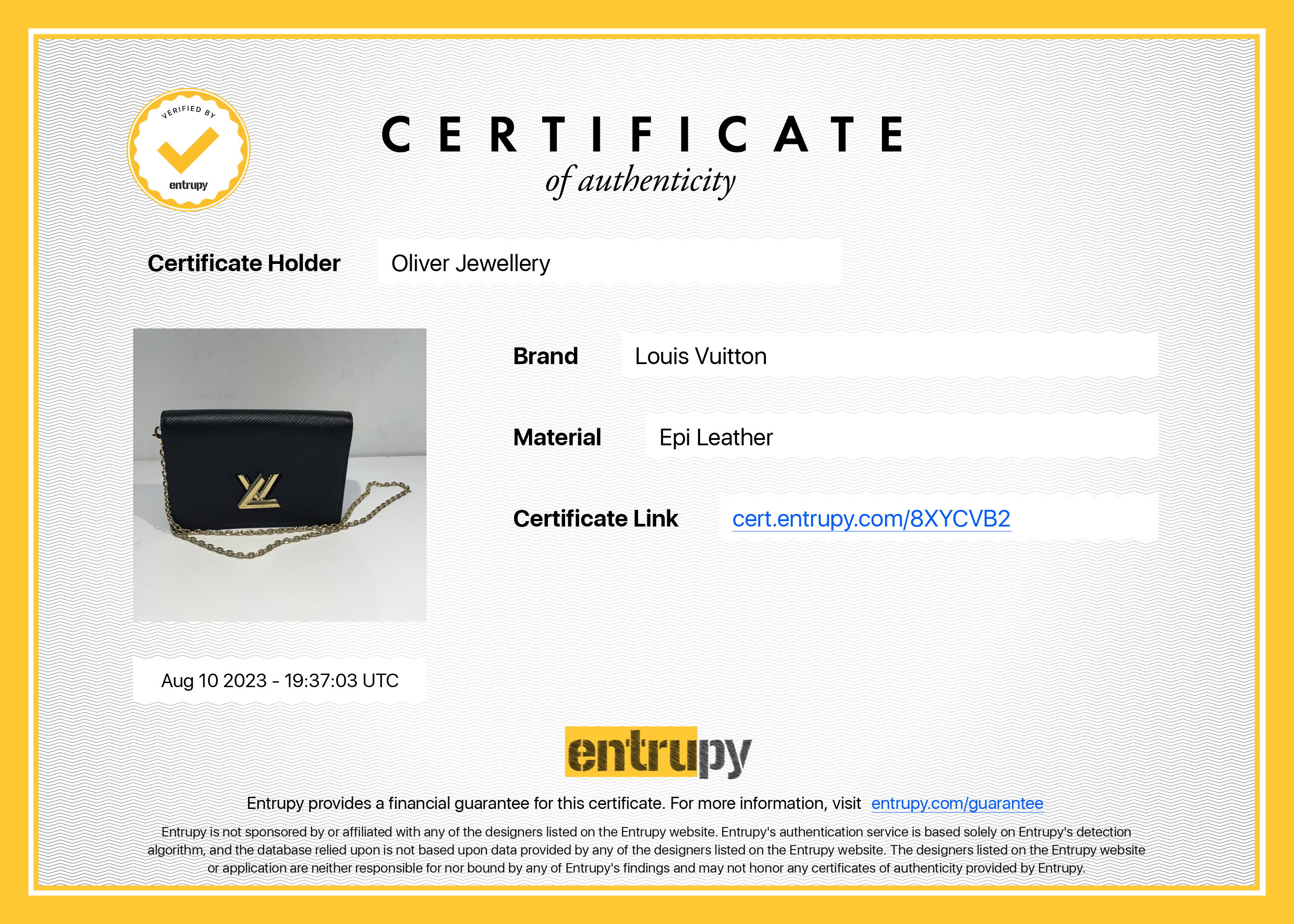 Louis Vuitton Black Epi Twist Belt Chain Wallet w/ Box & Receipt