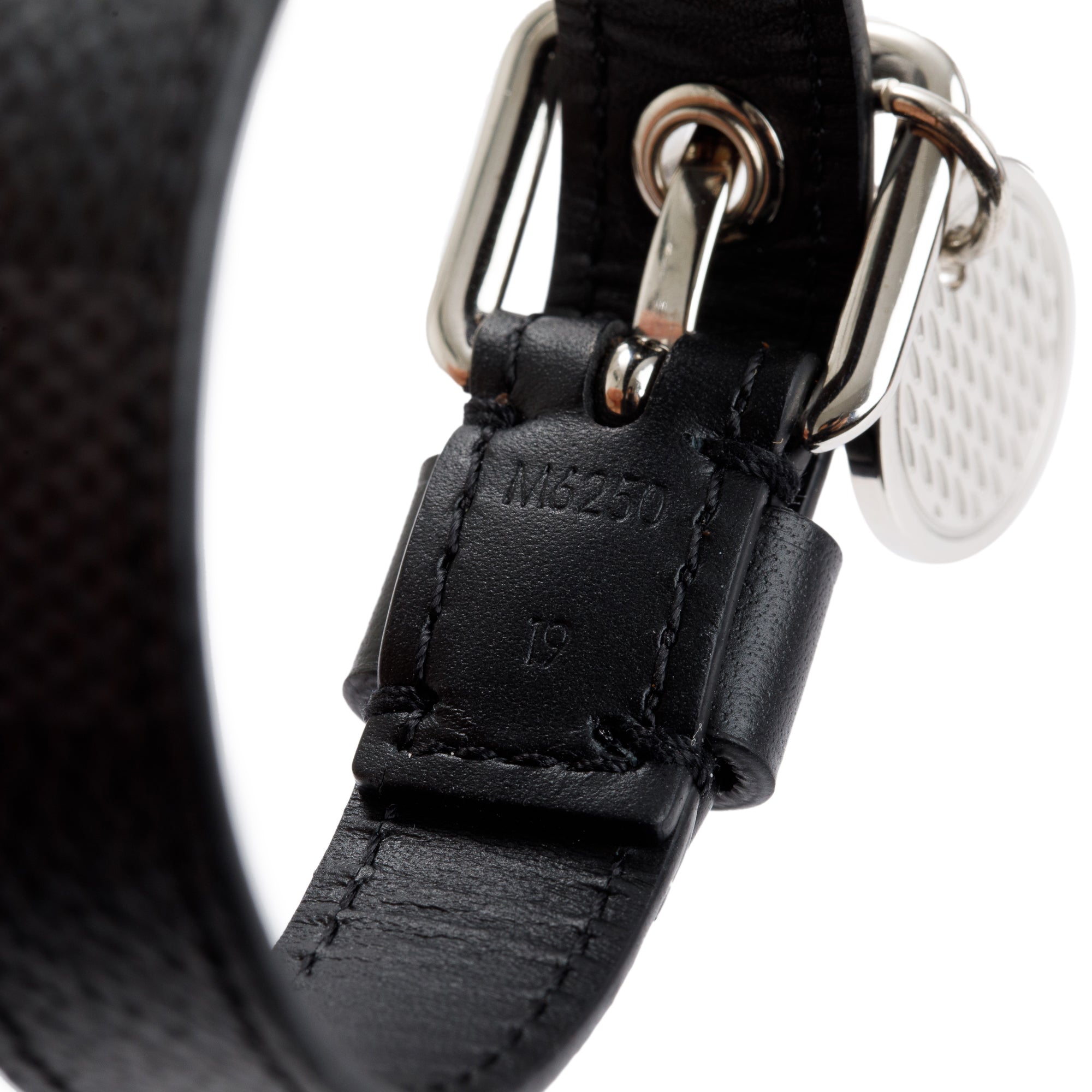 Louis Vuitton Black Leather Damier Graphite In Step Charm Bracelet w/ Box