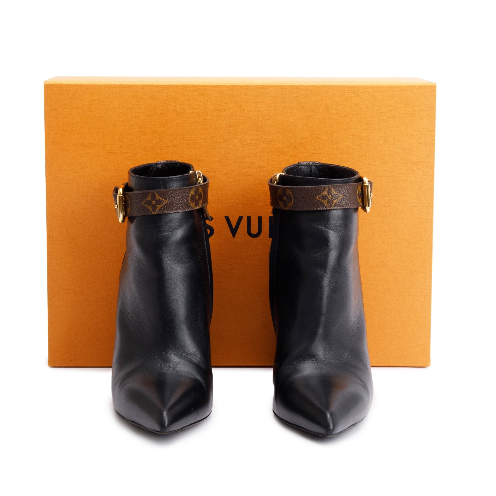 Louis Vuitton Black Leather Monogram Matchmake Boots, Size 40 w/ Box