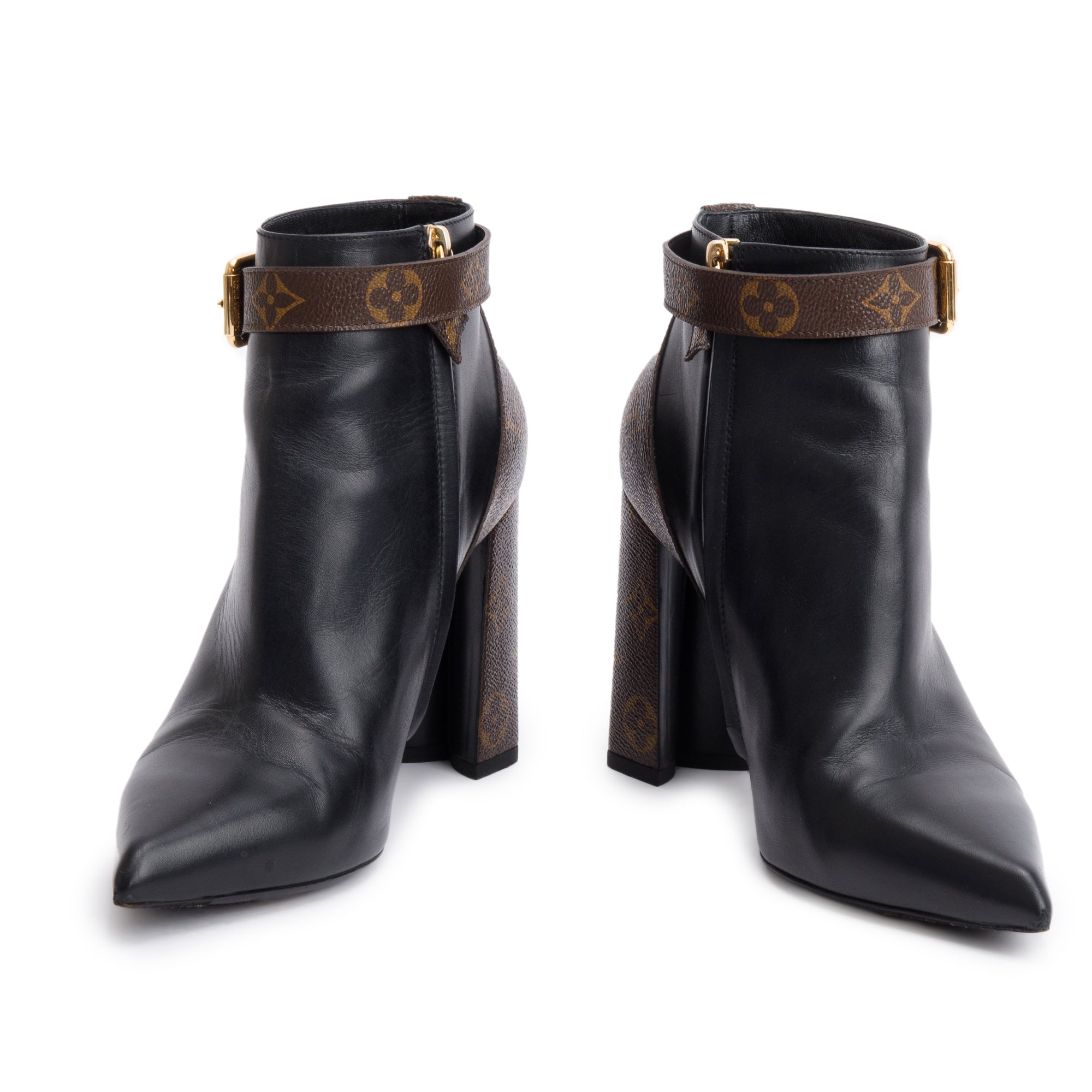 Louis Vuitton Black Leather Monogram Matchmake Boots, Size 40 w/ Box