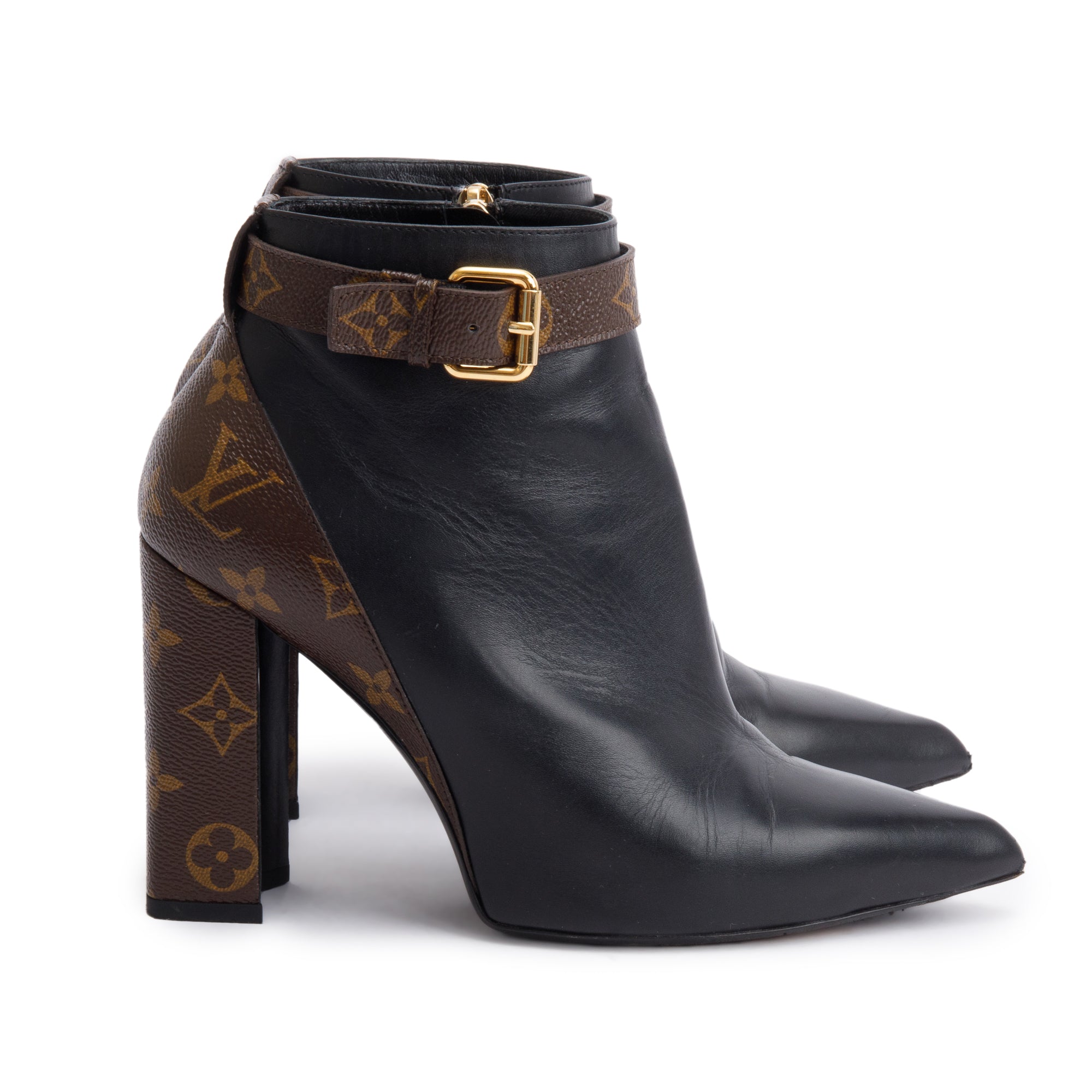 Louis Vuitton Black Leather Monogram Matchmake Boots, Size 40 w/ Box