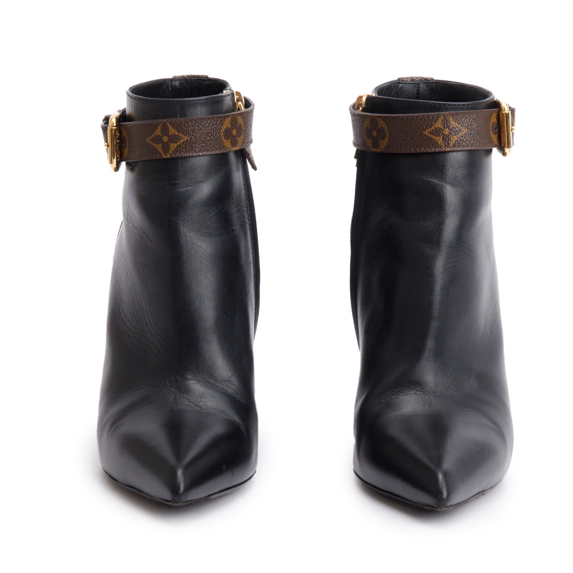 Louis Vuitton Black Leather Monogram Matchmake Boots, Size 40 w/ Box