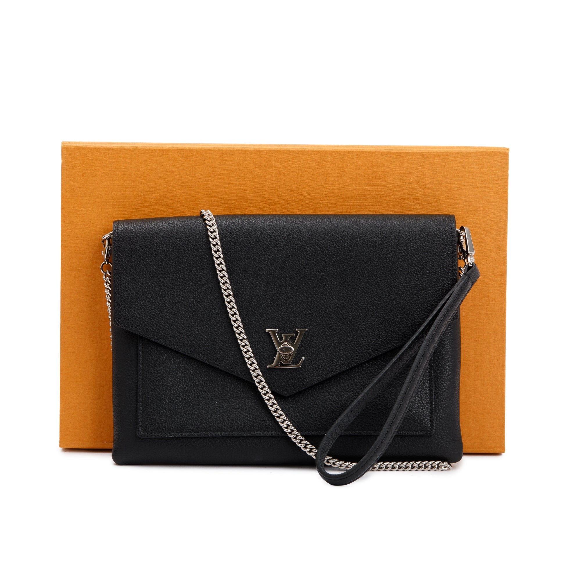 Louis Vuitton Black Leather MyLockME Chain Pochette w/ Box