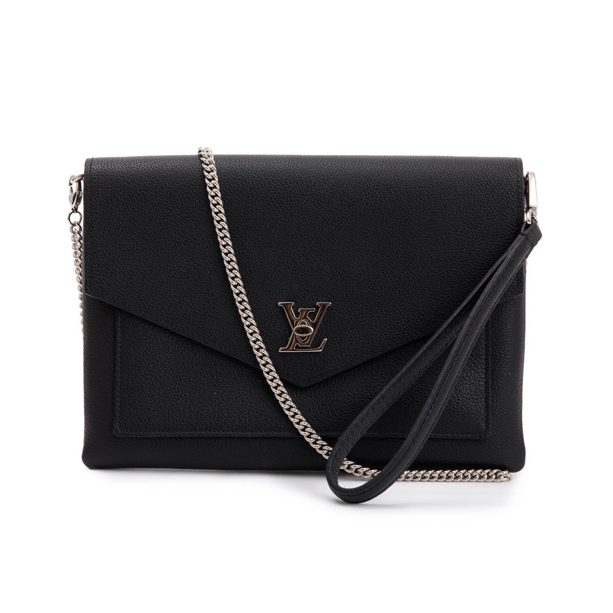 Louis Vuitton Black Leather MyLockME Chain Pochette w/ Box